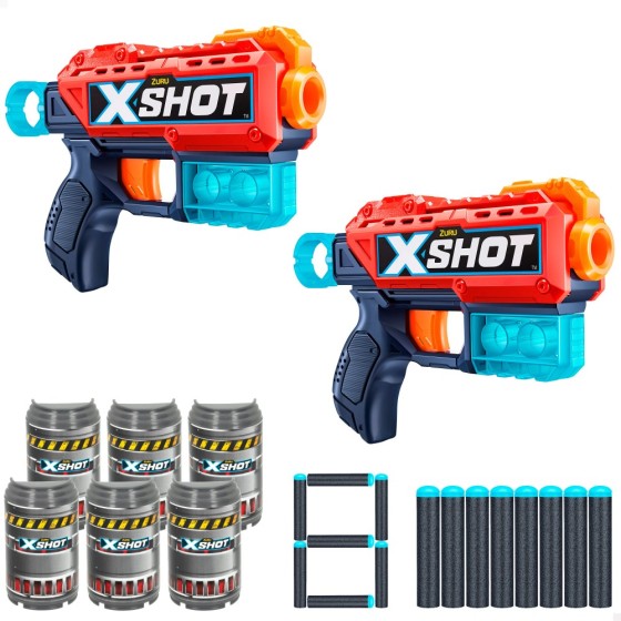 X-Shot Excel Pack 2 pistolas de juguete kickback c/dardos y latas