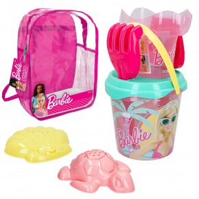 Barbie Set cubo de playa c/accesorios y mochila transporte