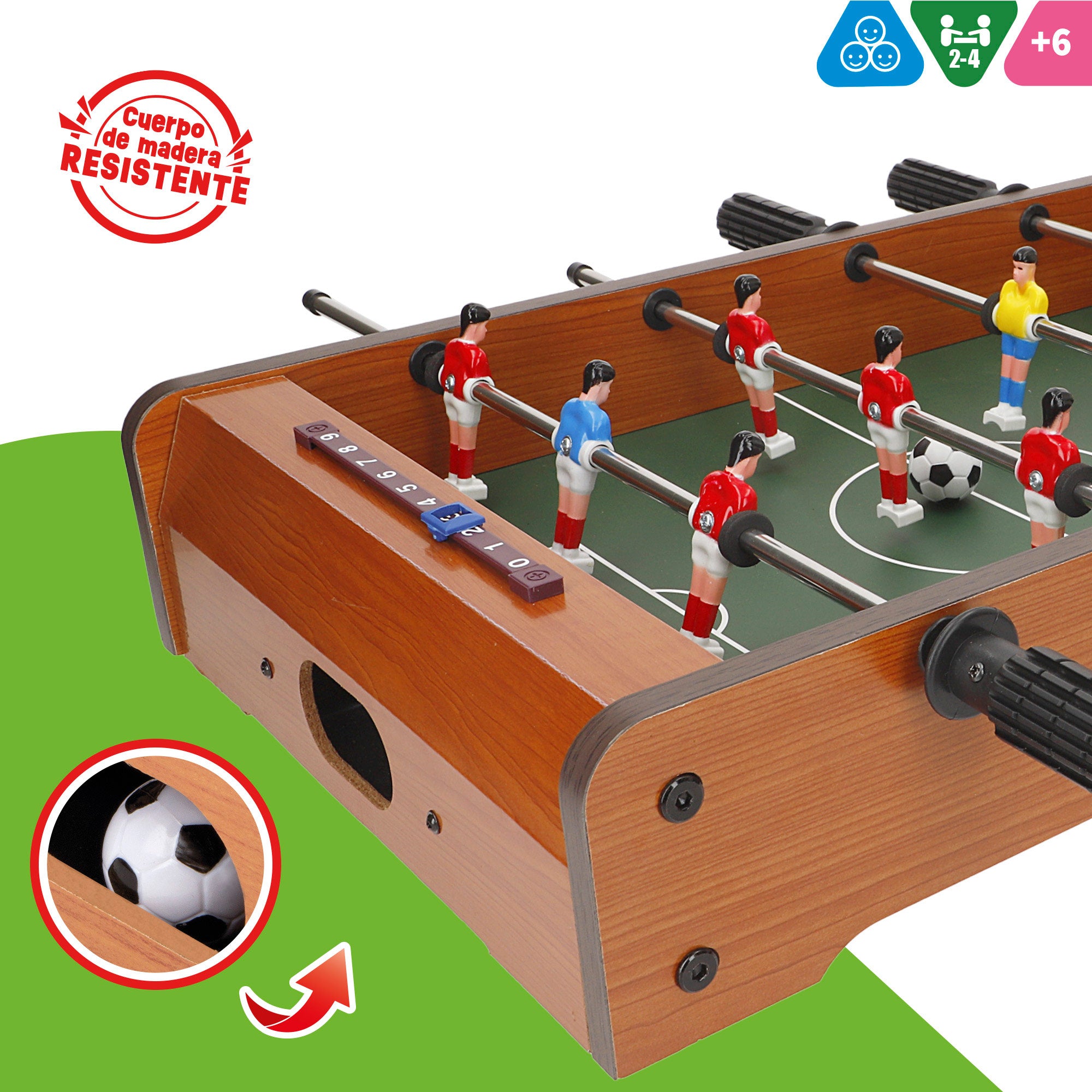 Futbolín de madera sobremesa 30x51x11 cm CB Games