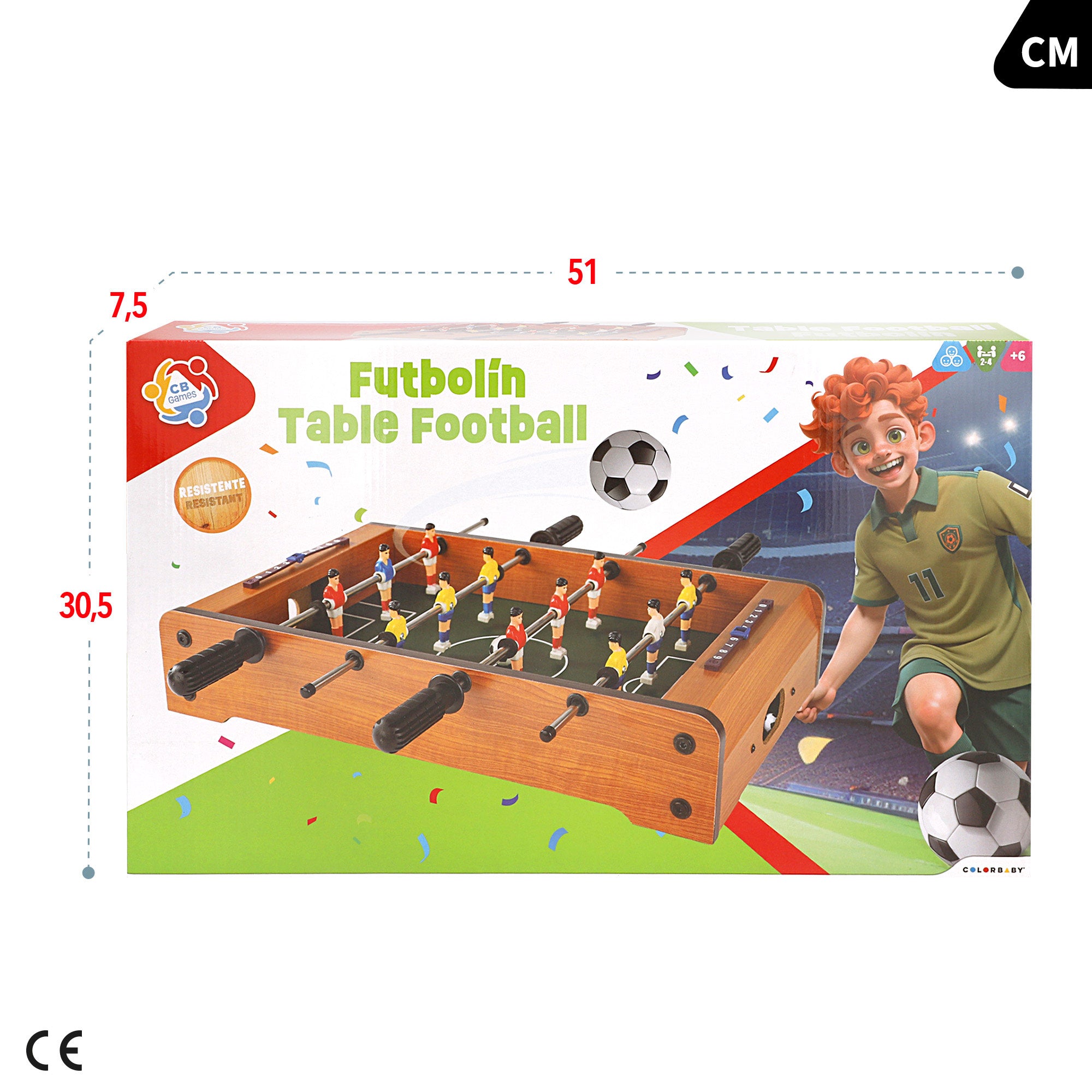 Futbolín de madera sobremesa 30x51x11 cm CB Games