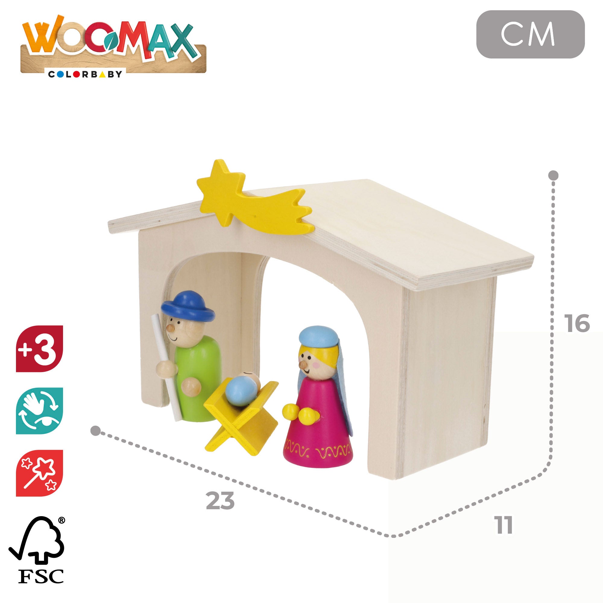WOOMAX Belén de madera 11 piezas