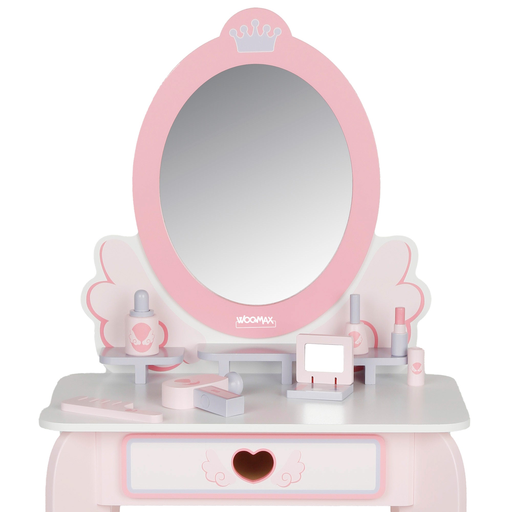 WOOMAX Tocador madera con taburete y accesorios