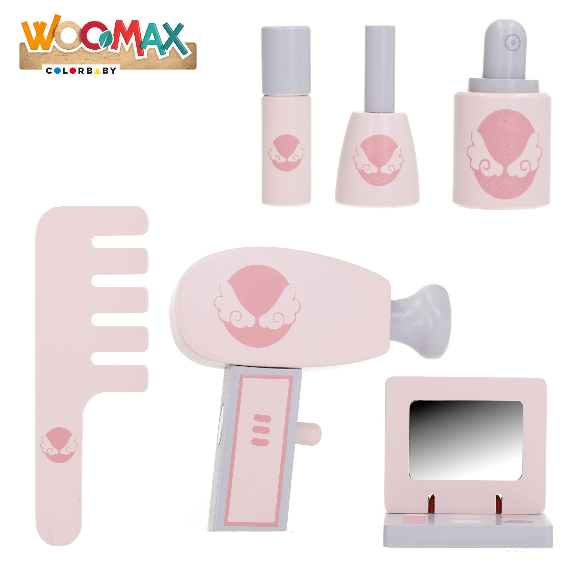 WOOMAX Tocador madera con taburete y accesorios