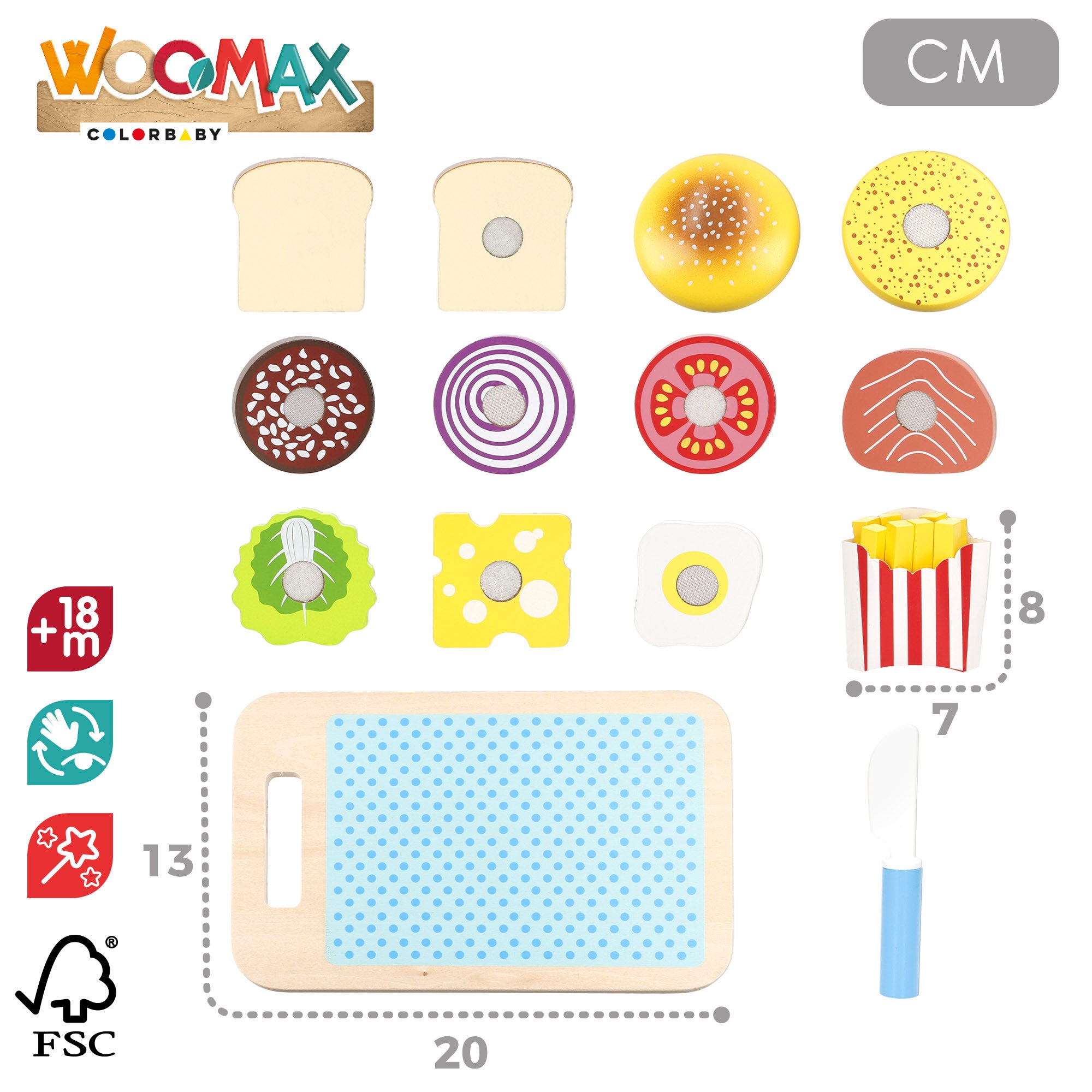 WOOMAX Juego de comida fast food de madera