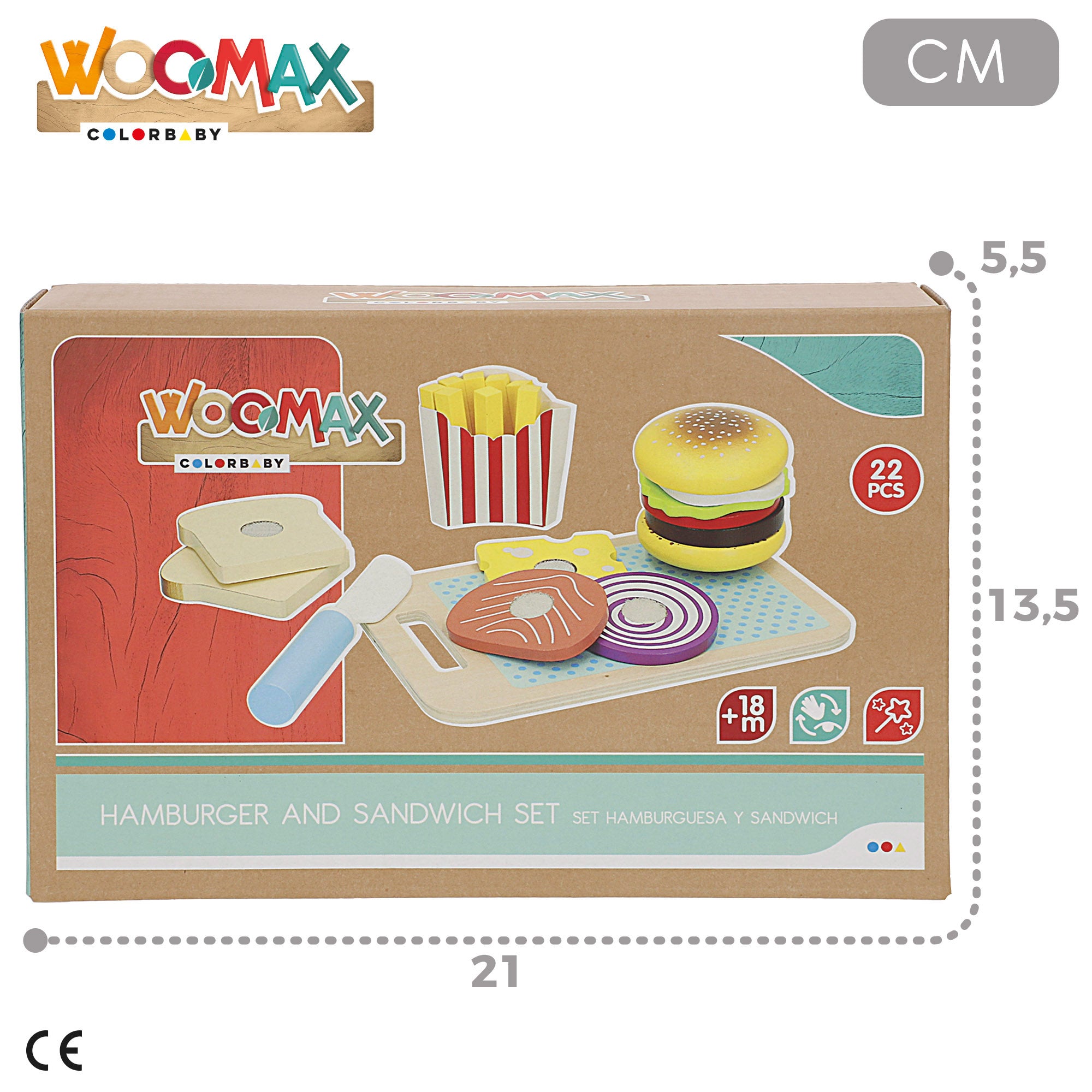 WOOMAX Juego de comida fast food de madera