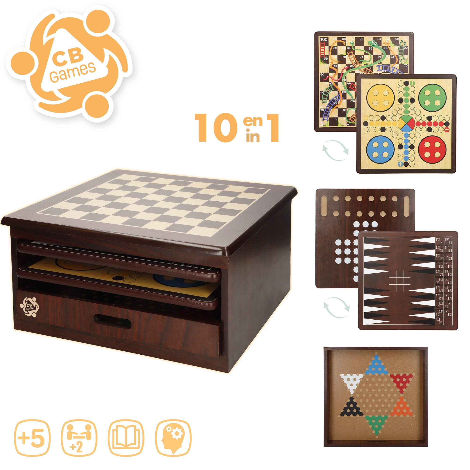 Set 10 juegos de mesa con caja organizadora madera CB Games