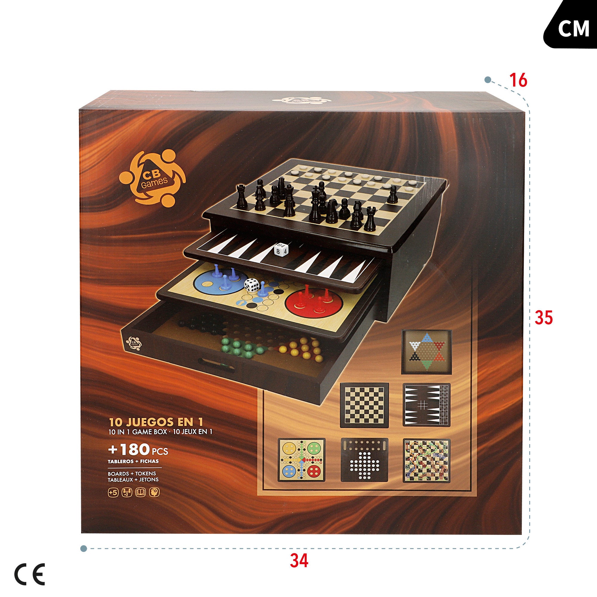 Set 10 juegos de mesa con caja organizadora madera CB Games