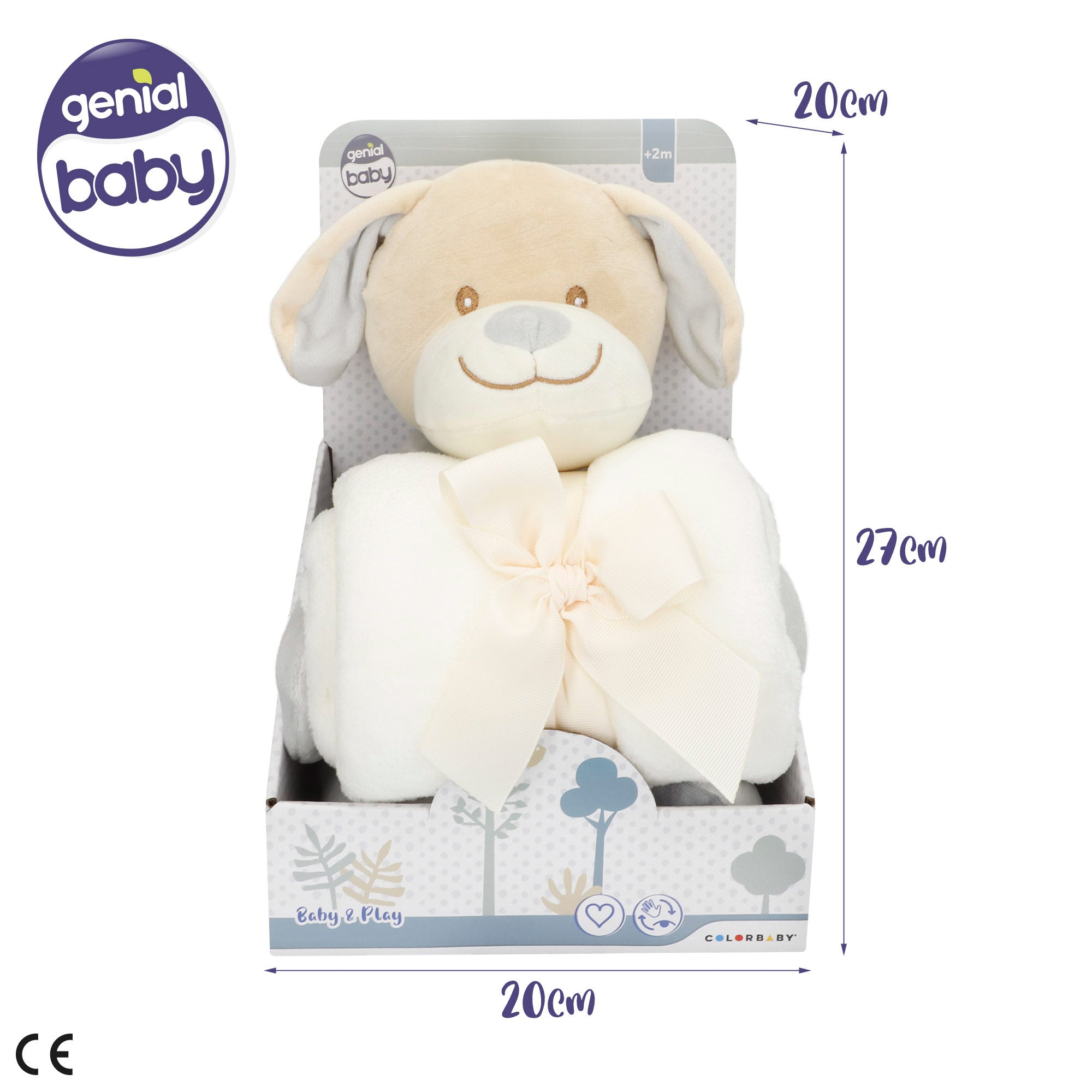Peluche perrito con manta para bebé 25 cm Genial Baby