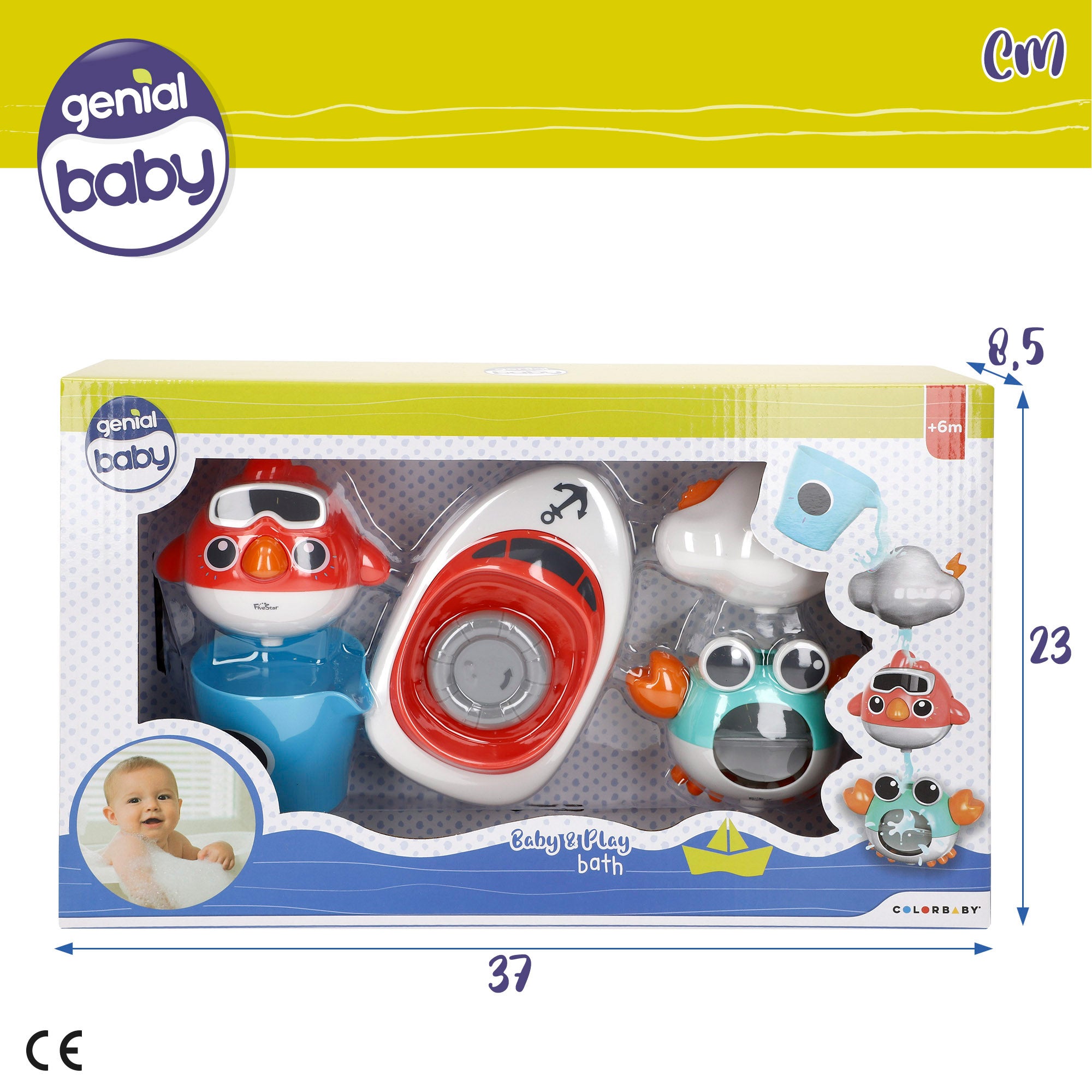 Juguetes baño bebé 5 piezas Genial Baby