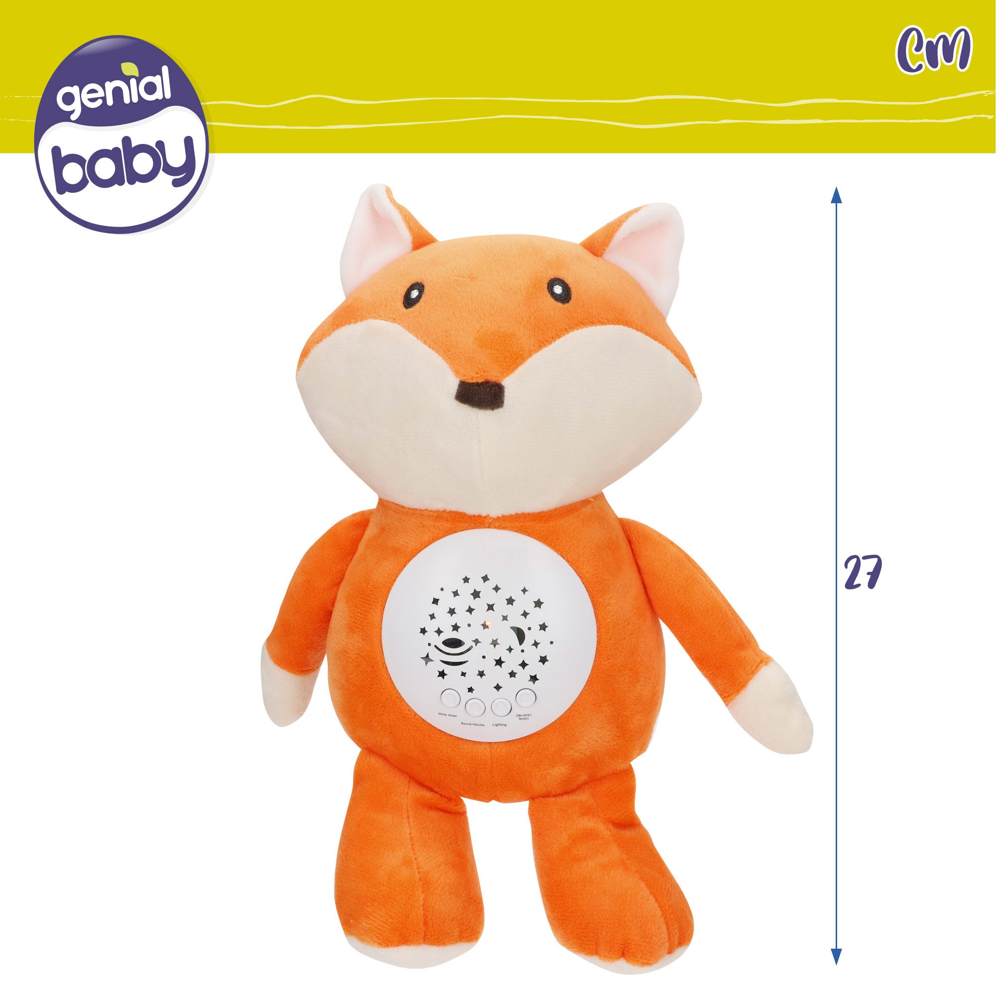 Peluche proyector estrellas con luz y sonido zorro Genial Baby