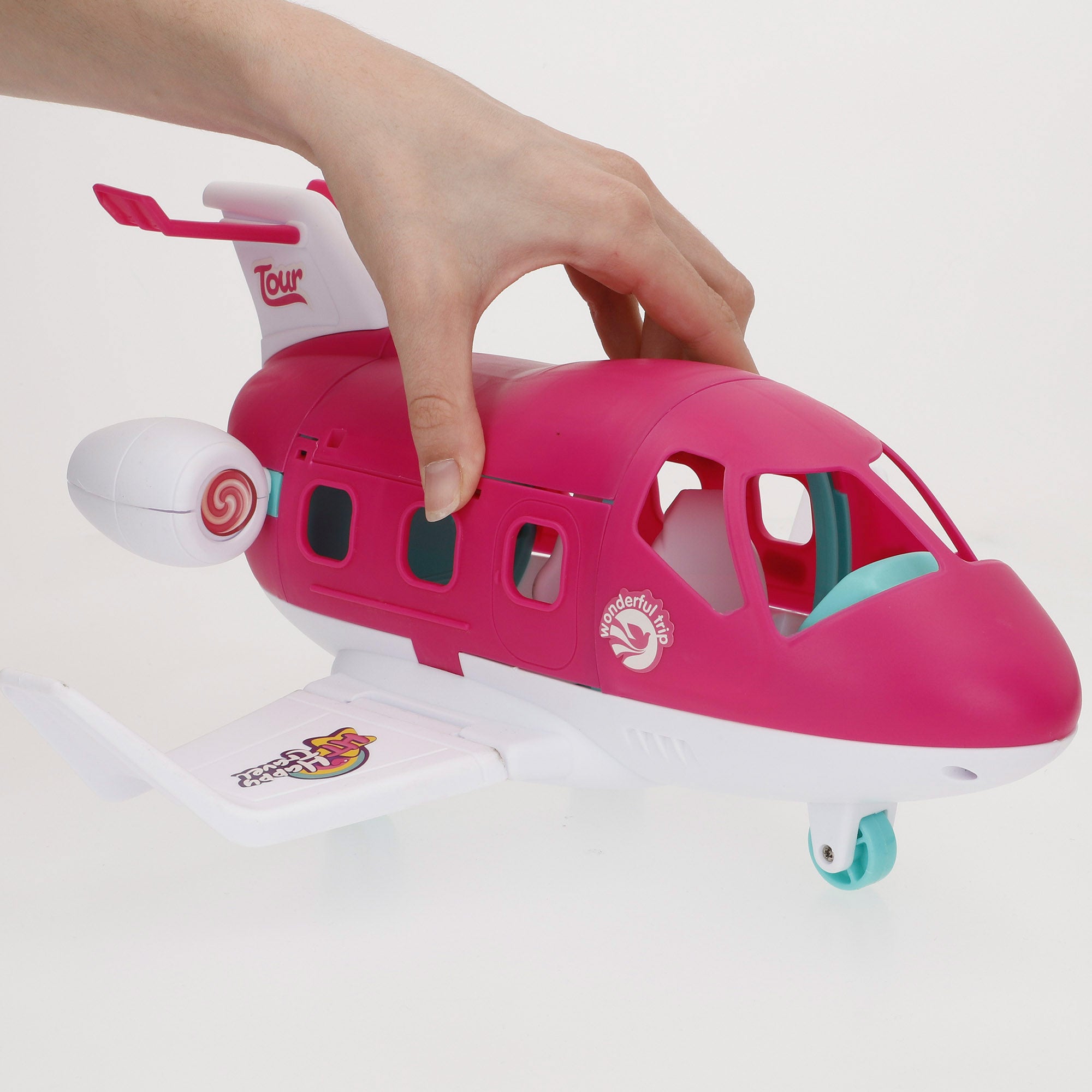 Muñeca azafata con avión, perro y maleta Bella