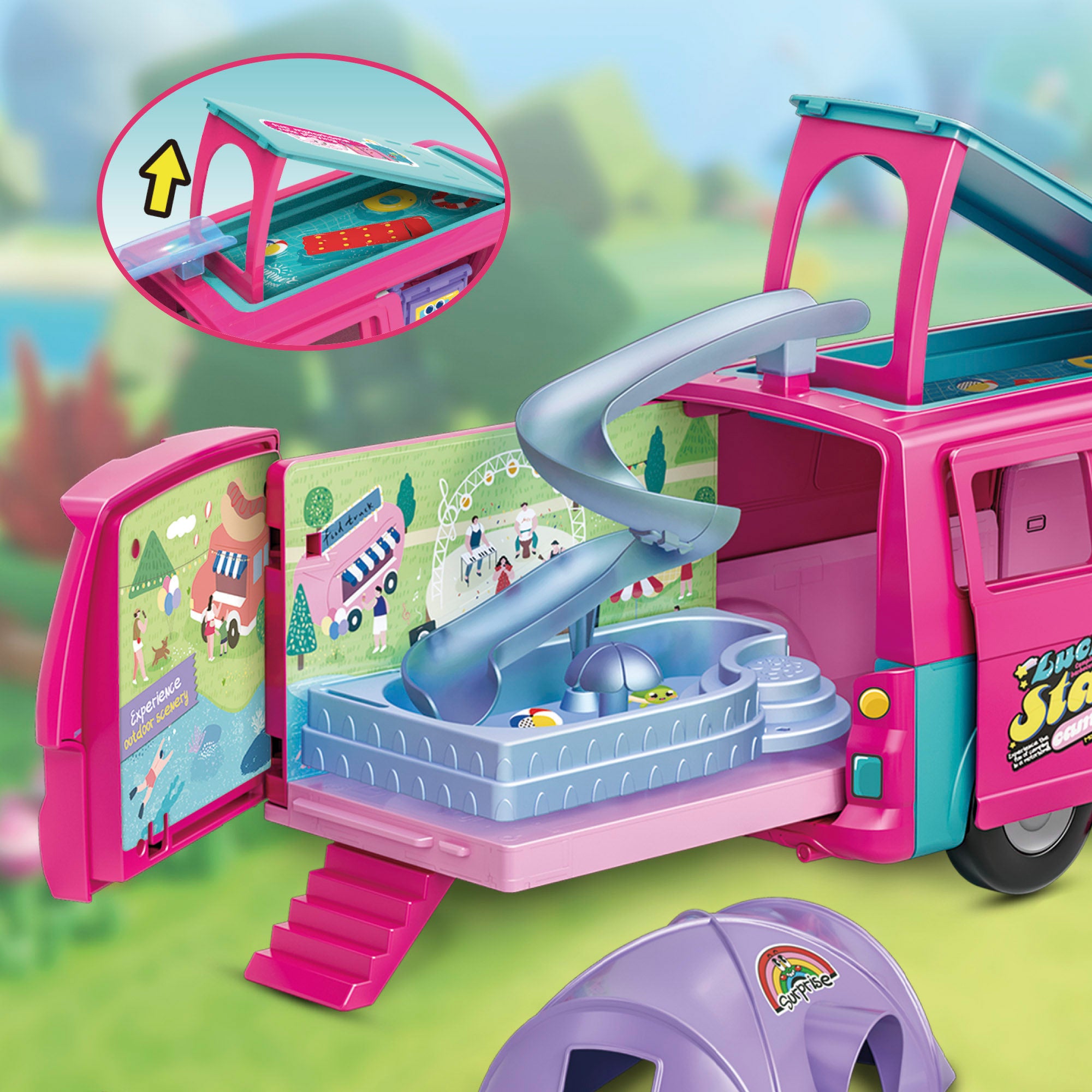 Muñeca con furgoneta camping y accesorios Bella