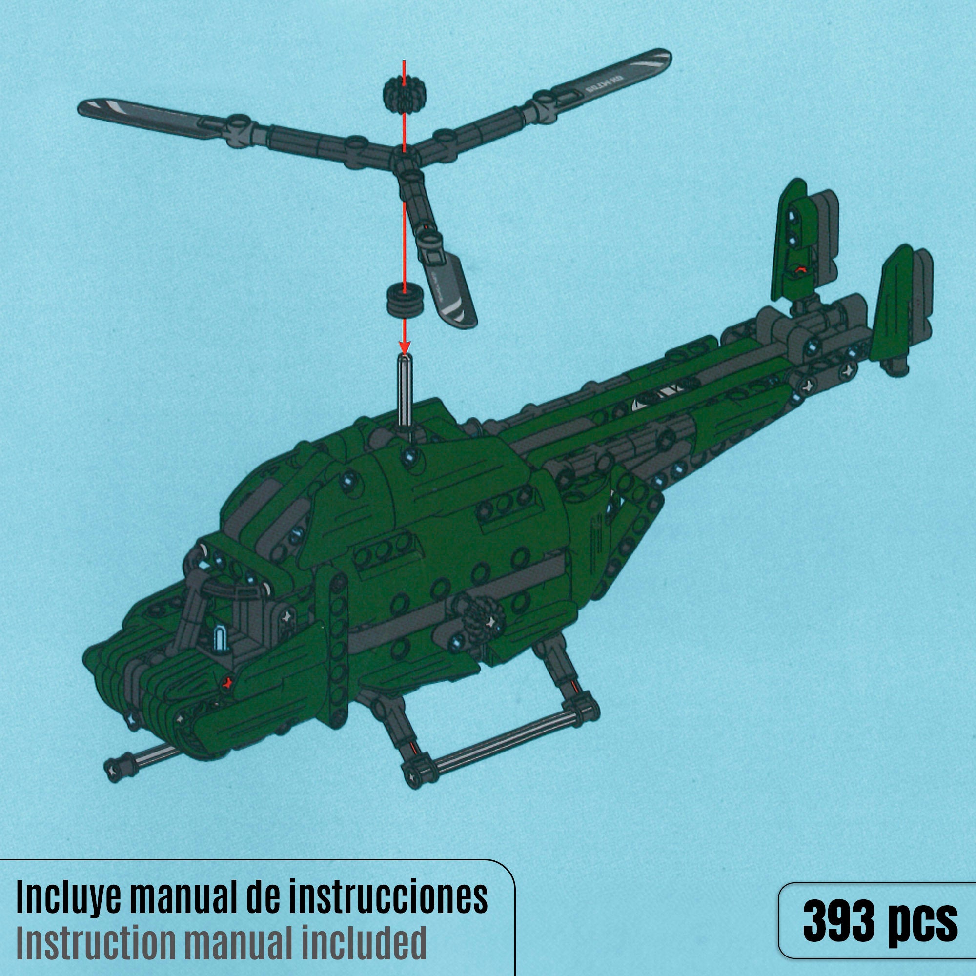 BYM Helicóptero de juguete 2 en 1 desmontable 393 piezas