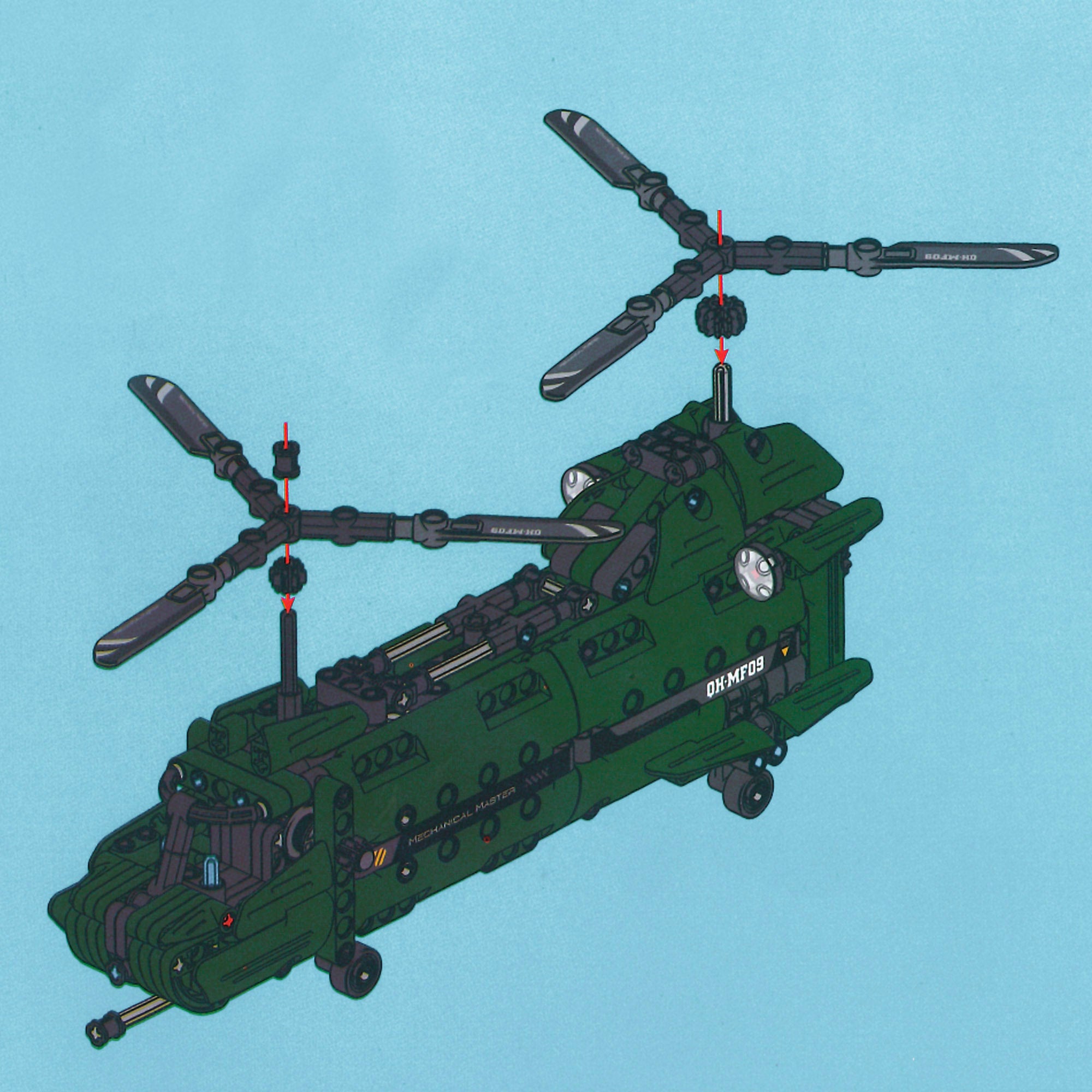 BYM Helicóptero de juguete 2 en 1 desmontable 393 piezas