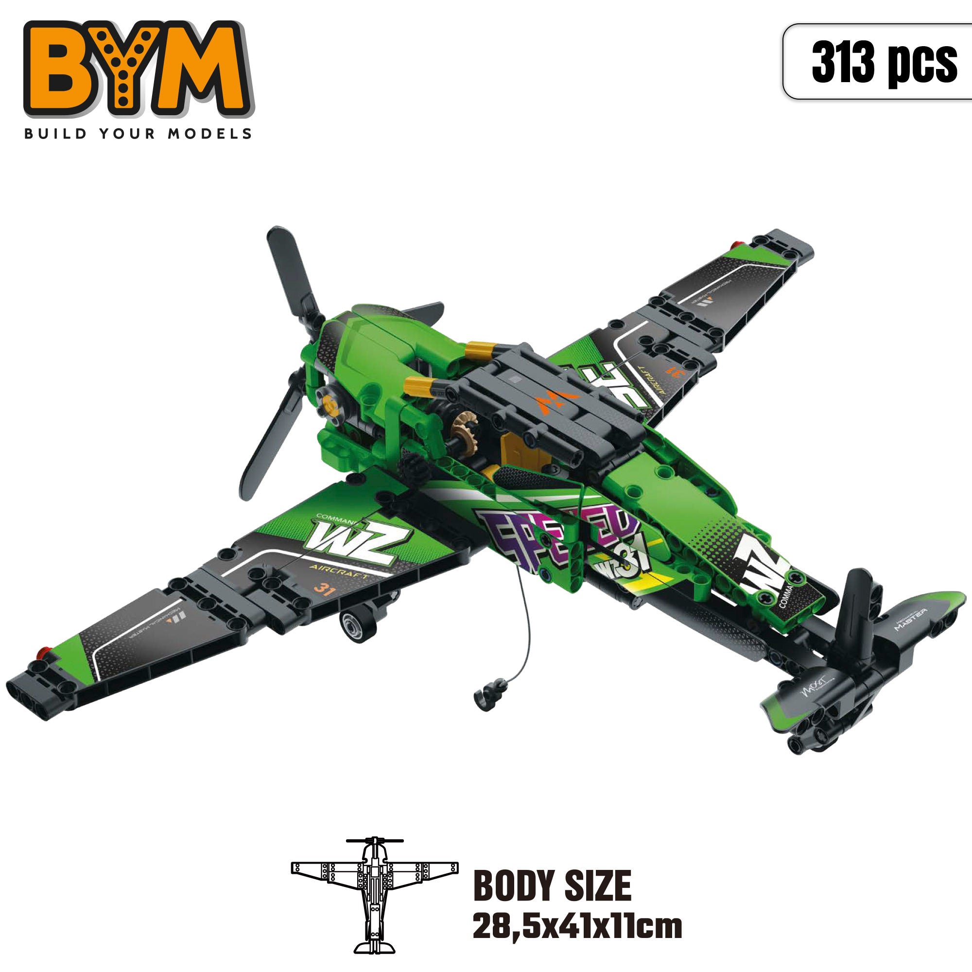 BYM Avión rescate de juguete desmontable 313 piezas