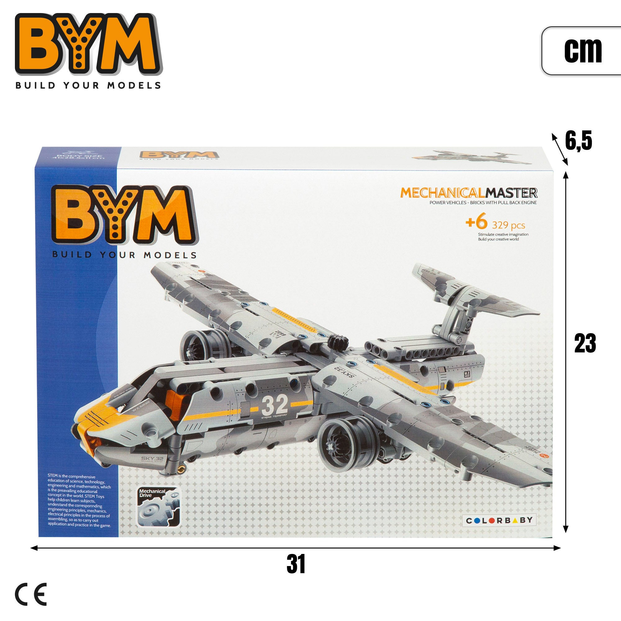 BYM Avión militar de juguete desmontable 329 piezas