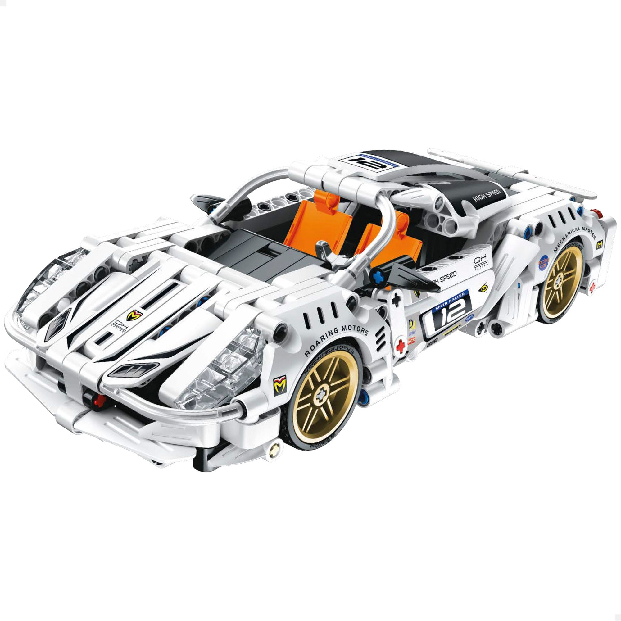 BYM Coche desmontable juguete racing blanco 437 piezas
