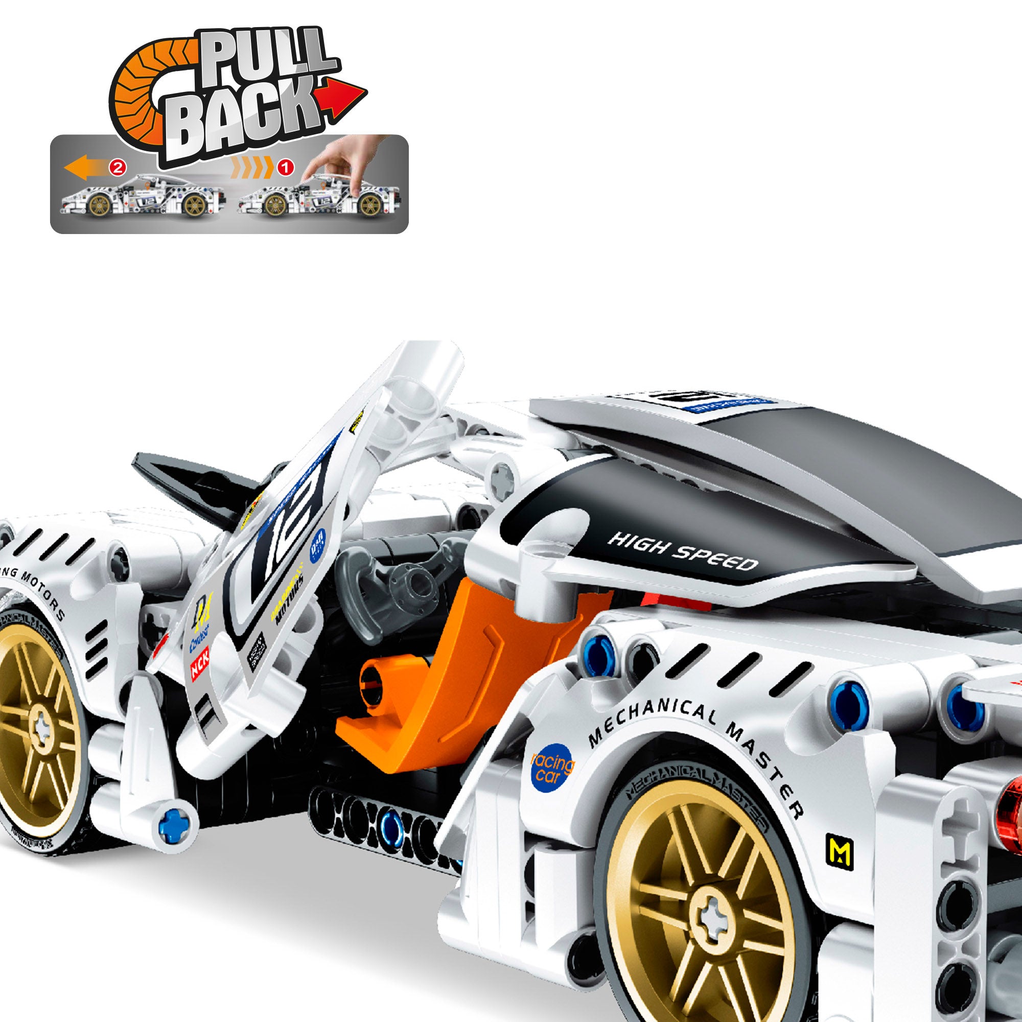 BYM Coche desmontable juguete racing blanco 437 piezas