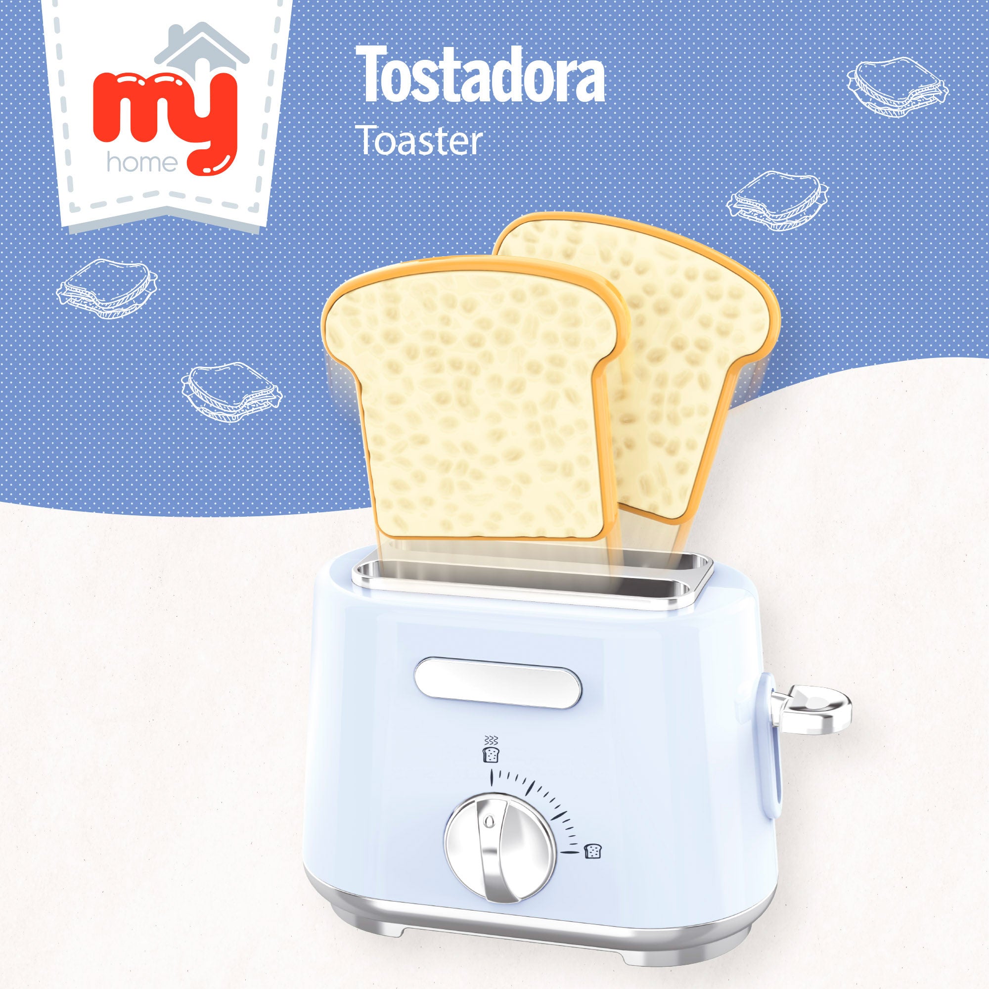 Tostadora de juguete realista con tostadas My Home