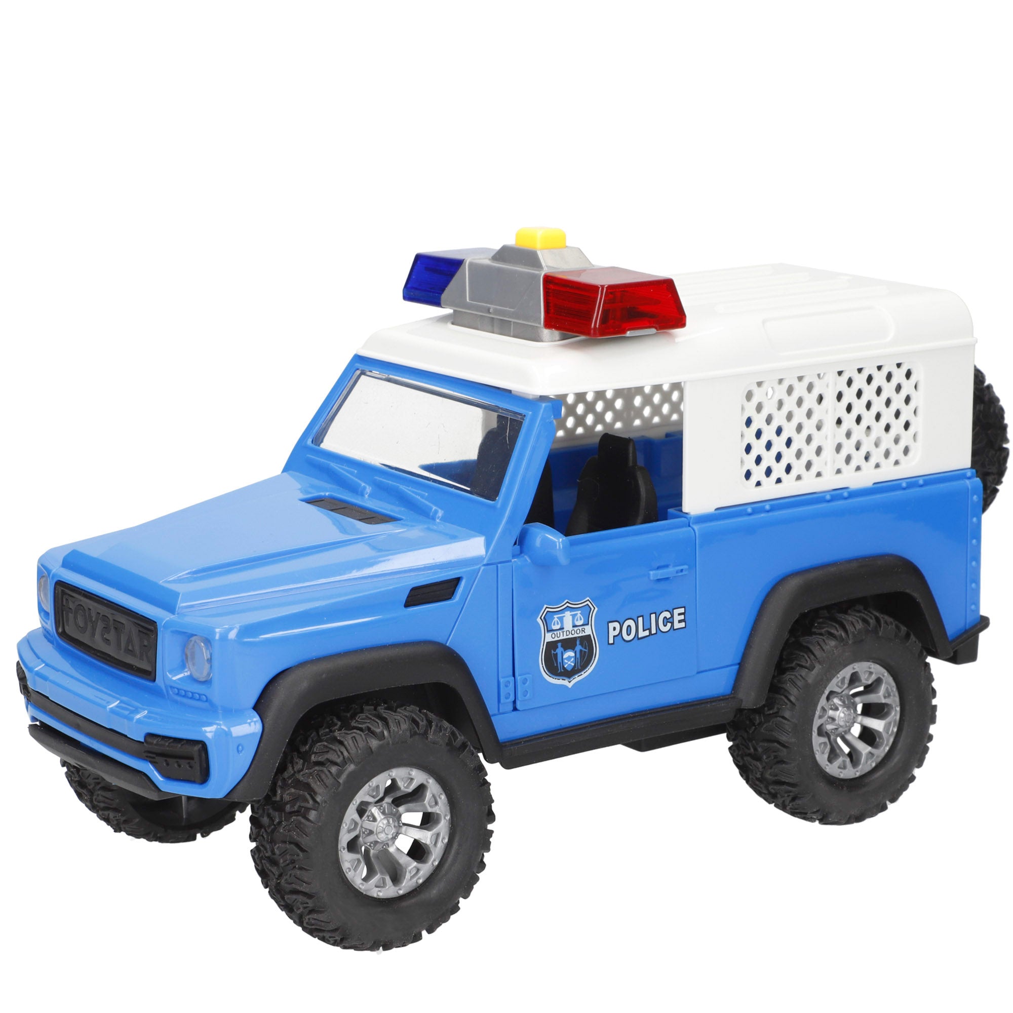 Coche todoterreno policía fricción con luz y sonido 1:16 Speed & Go