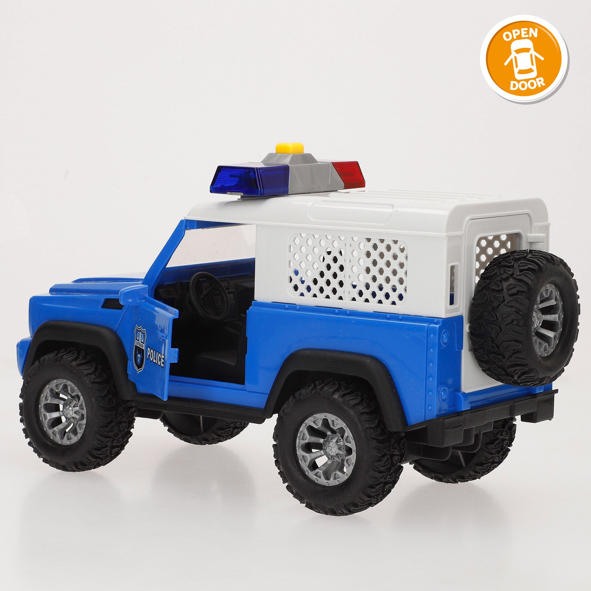Coche todoterreno policía fricción con luz y sonido 1:16 Speed & Go