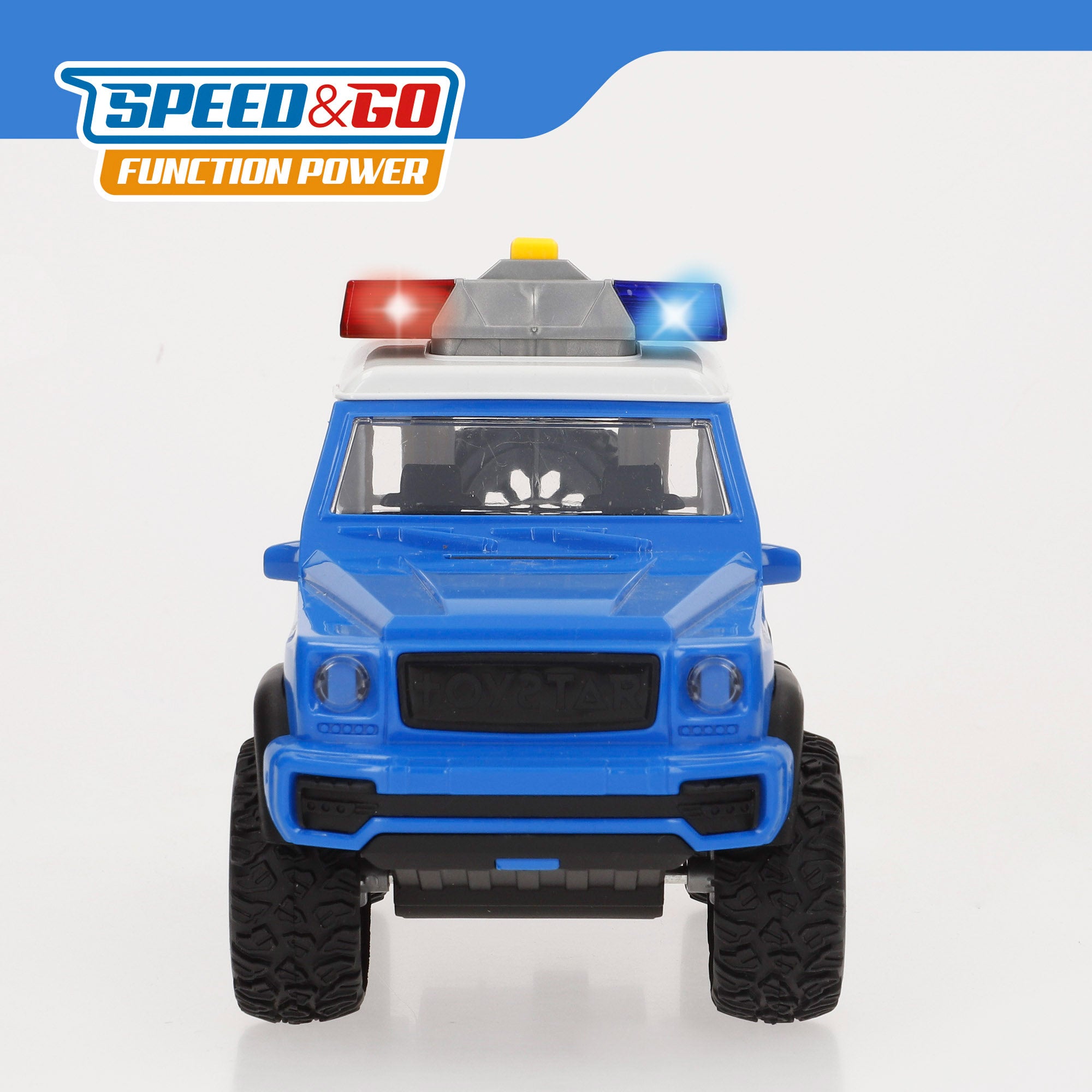 Coche todoterreno policía fricción con luz y sonido 1:16 Speed & Go