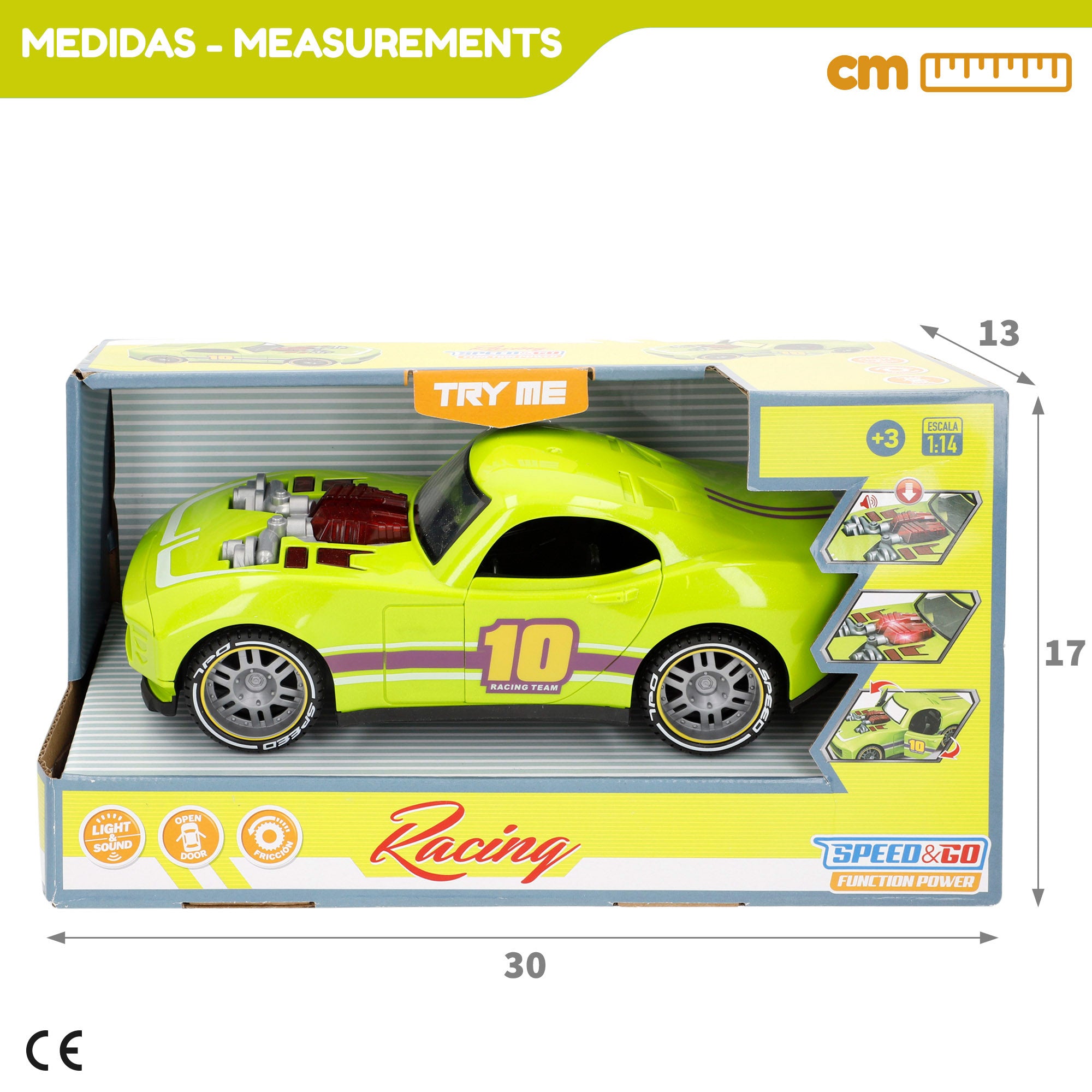 Coche racing fricción con luz y sonido 1:14 Speed & Go