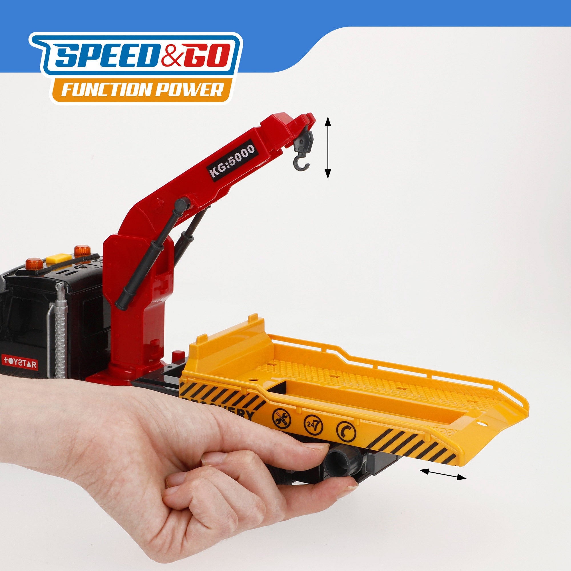 Camión grúa fricción con luz y sonido 1:14 Speed & Go