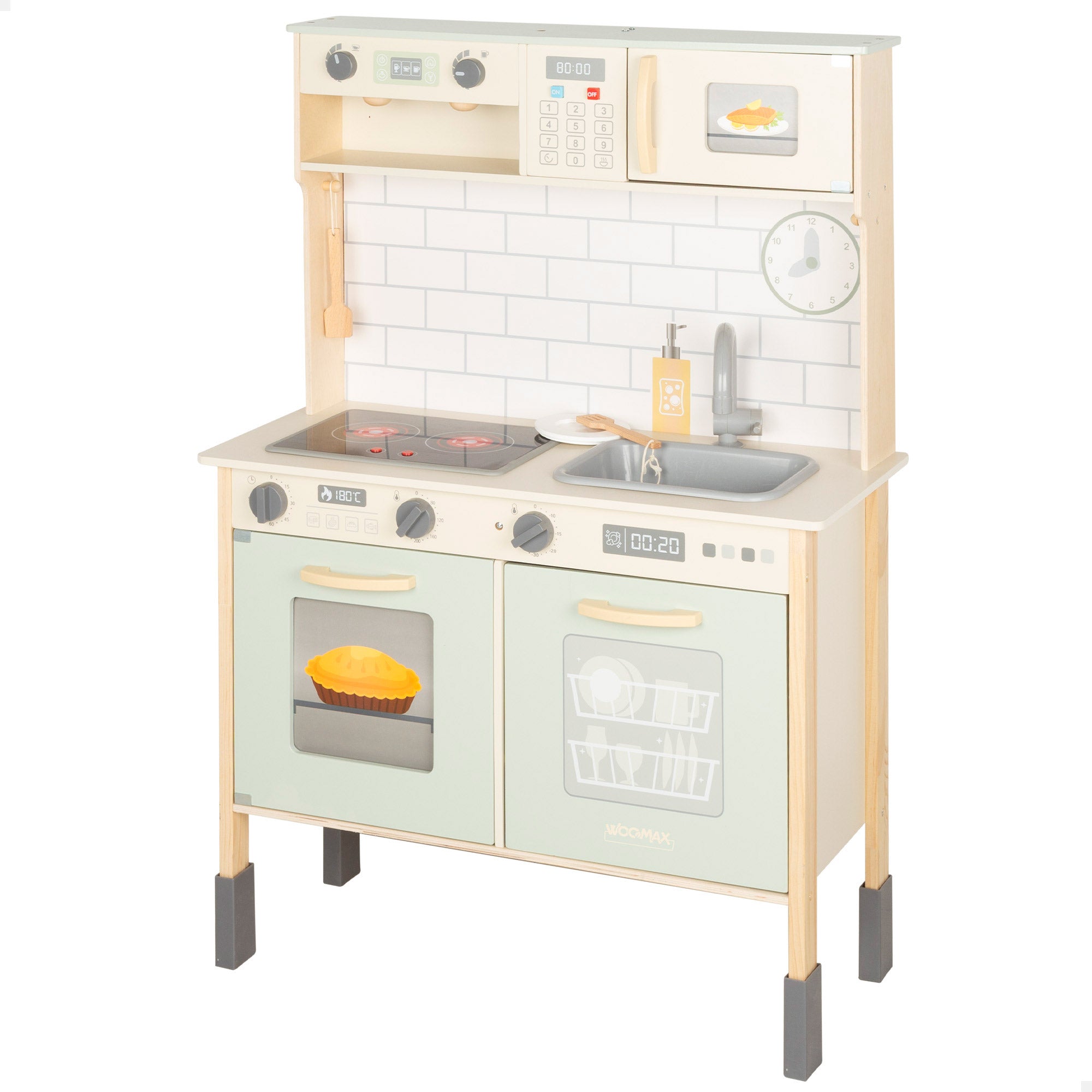 WOOMAX Cocina de madera eléctrica con luz, sonido y accesorios 30x68x102 cm