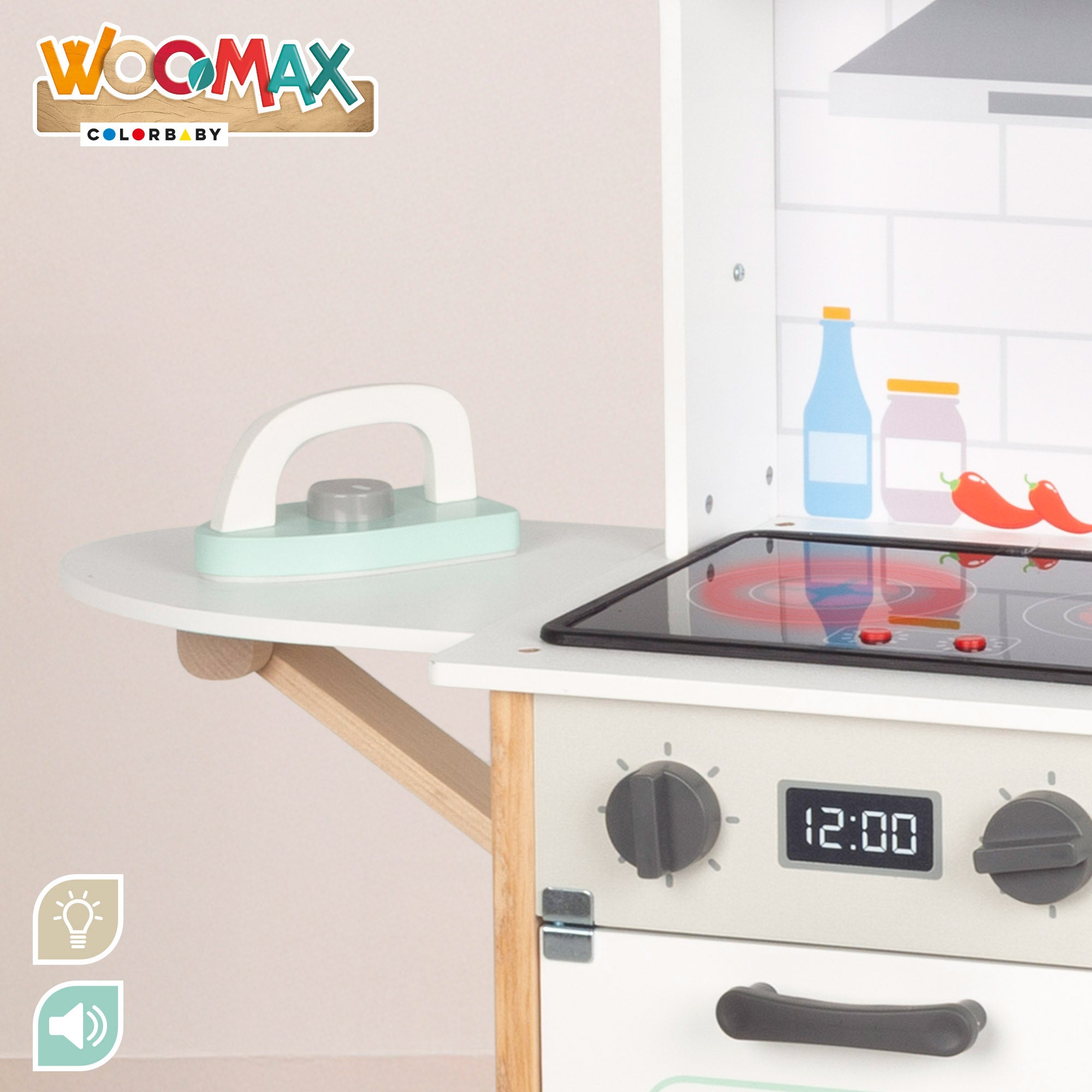 WOOMAX Cocina de madera eléctrica con accesorios