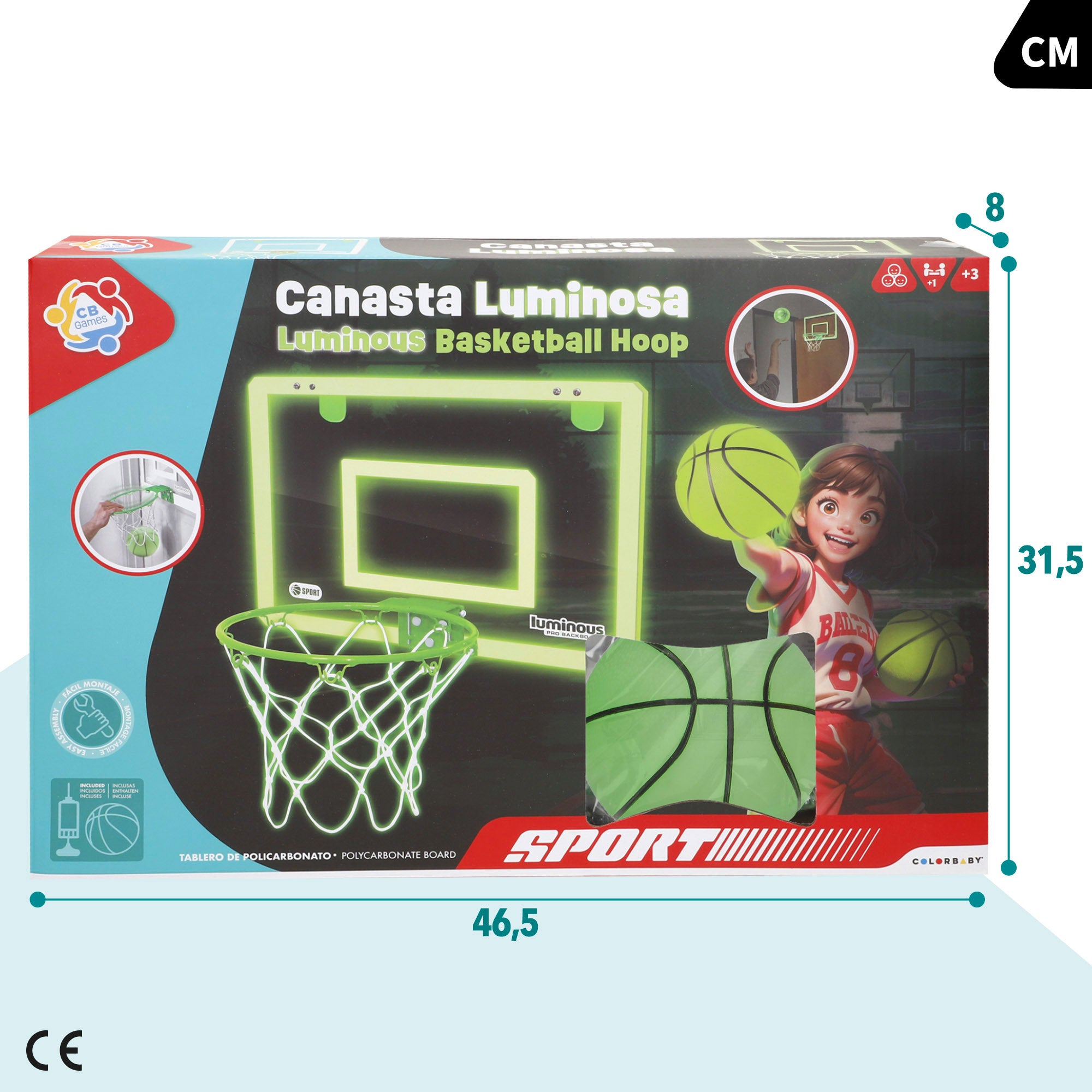 Canasta de baloncesto junior fluorescente CB Sports