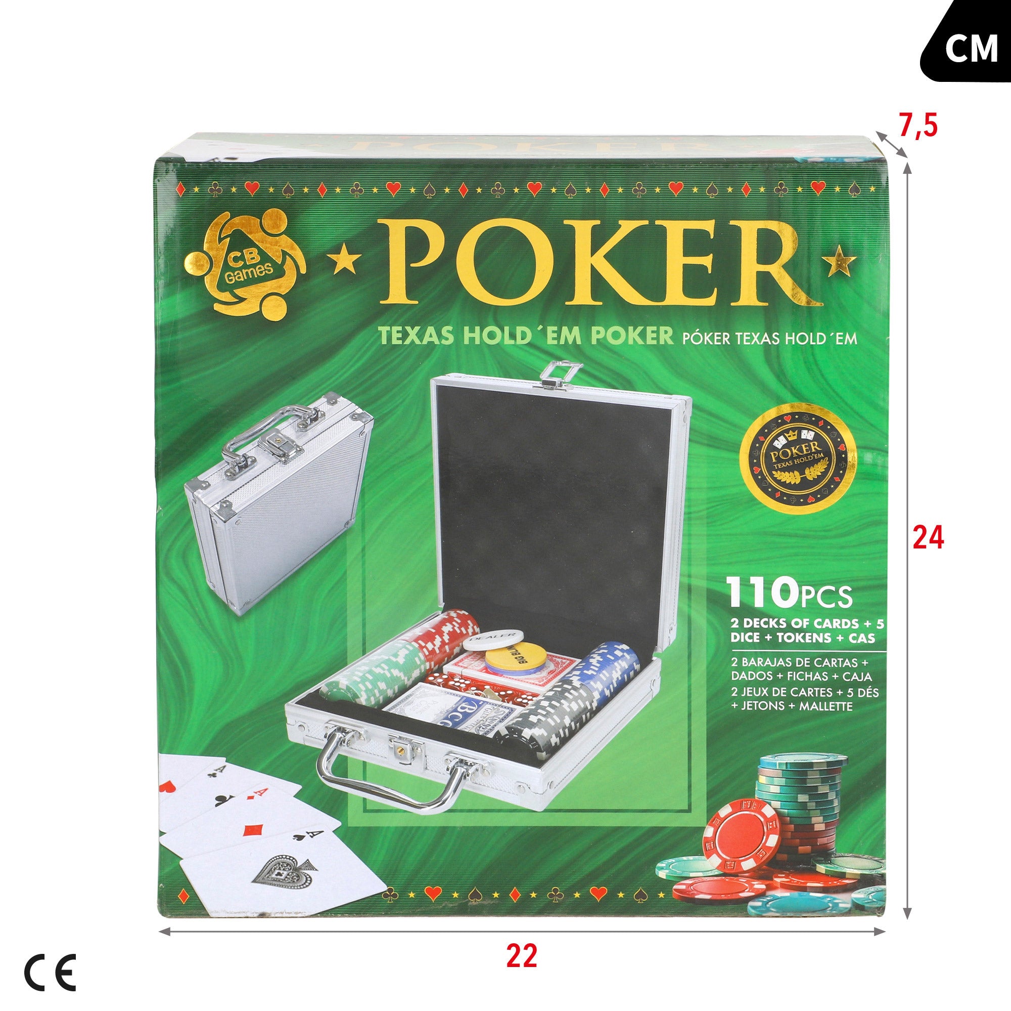 Set póker Texas Hold'em 110 piezas con maletín CB Games