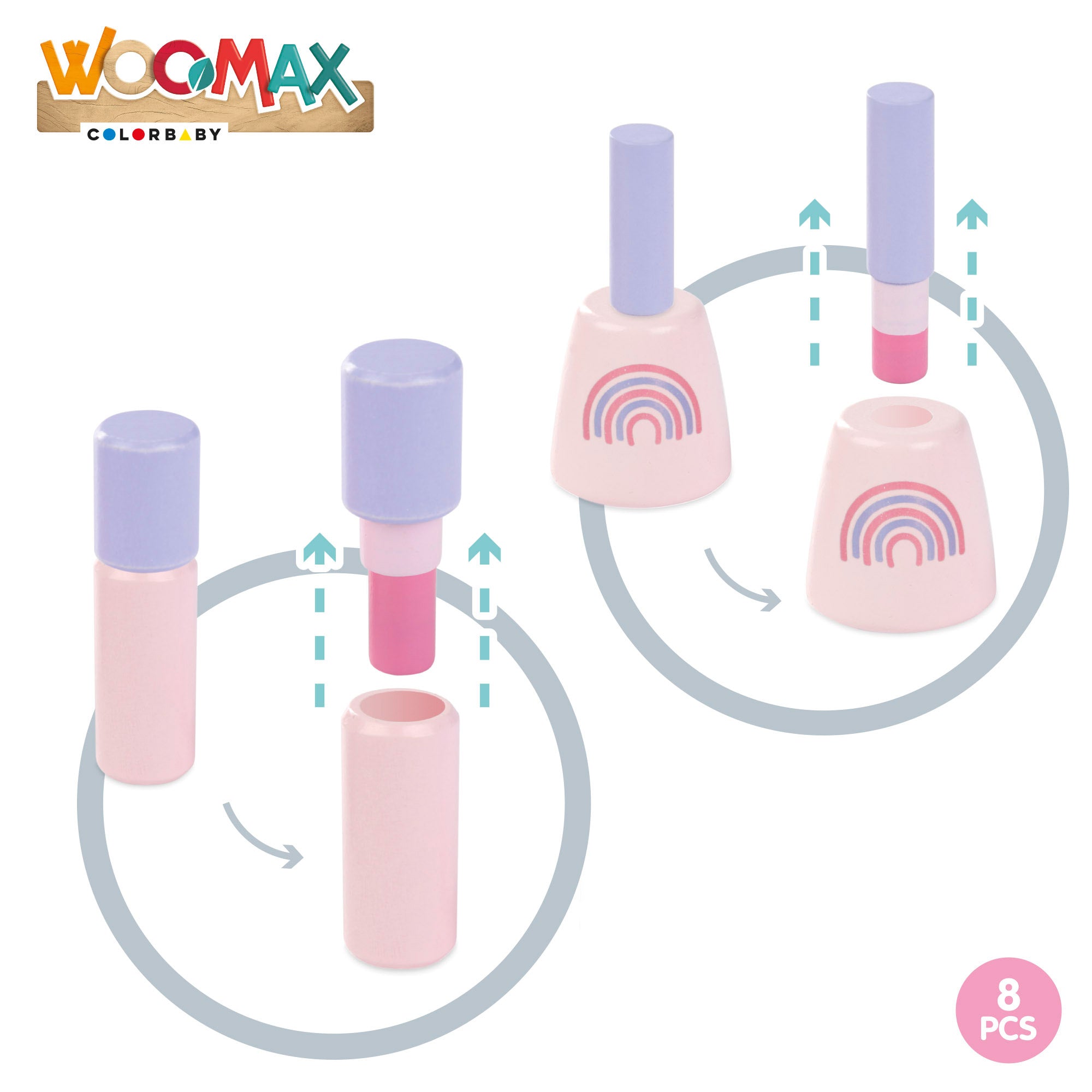 WOOMAX Tocador madera rosa con taburete y accesorios