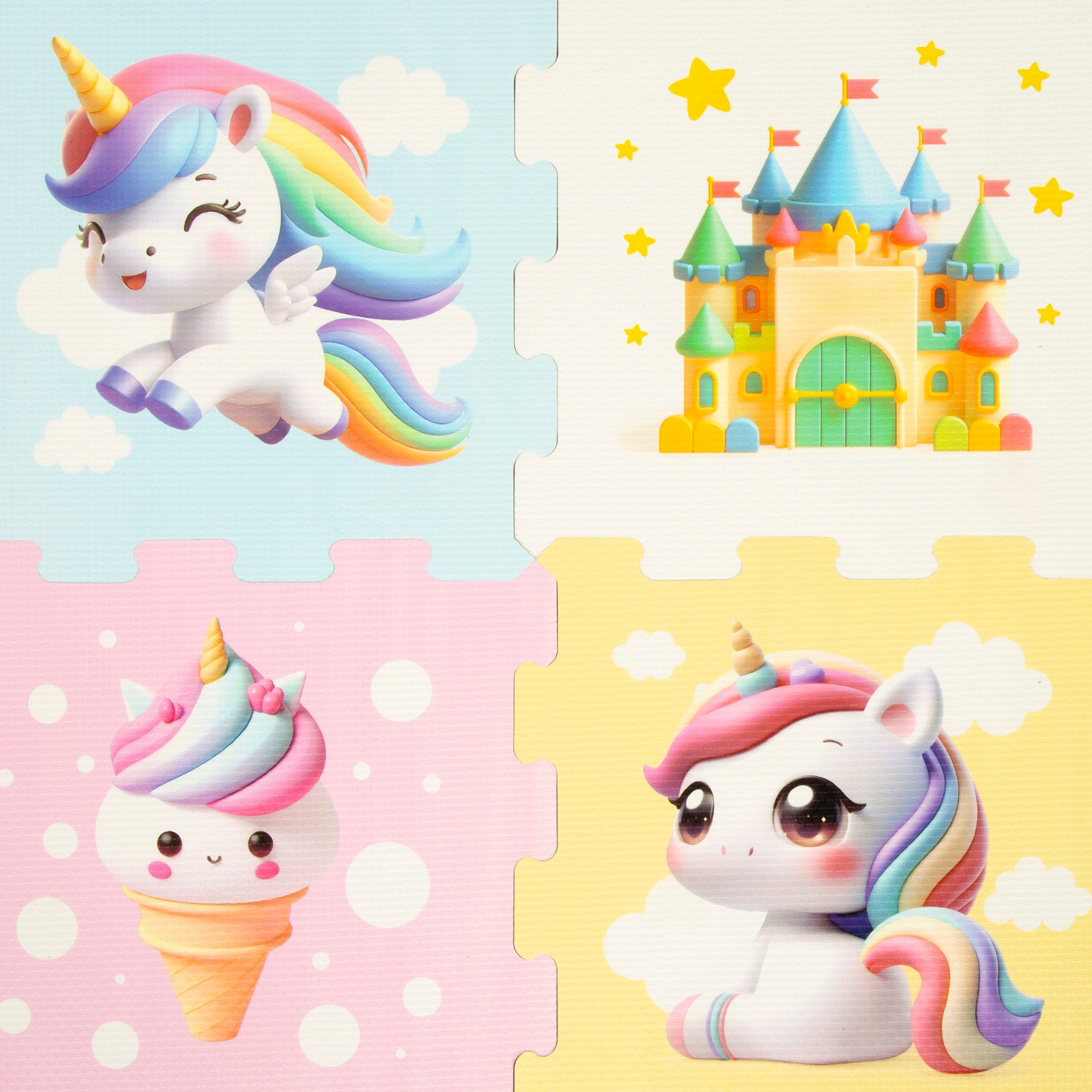 Alfombra puzle bebés unicornio 8 piezas goma EVA C'Baby