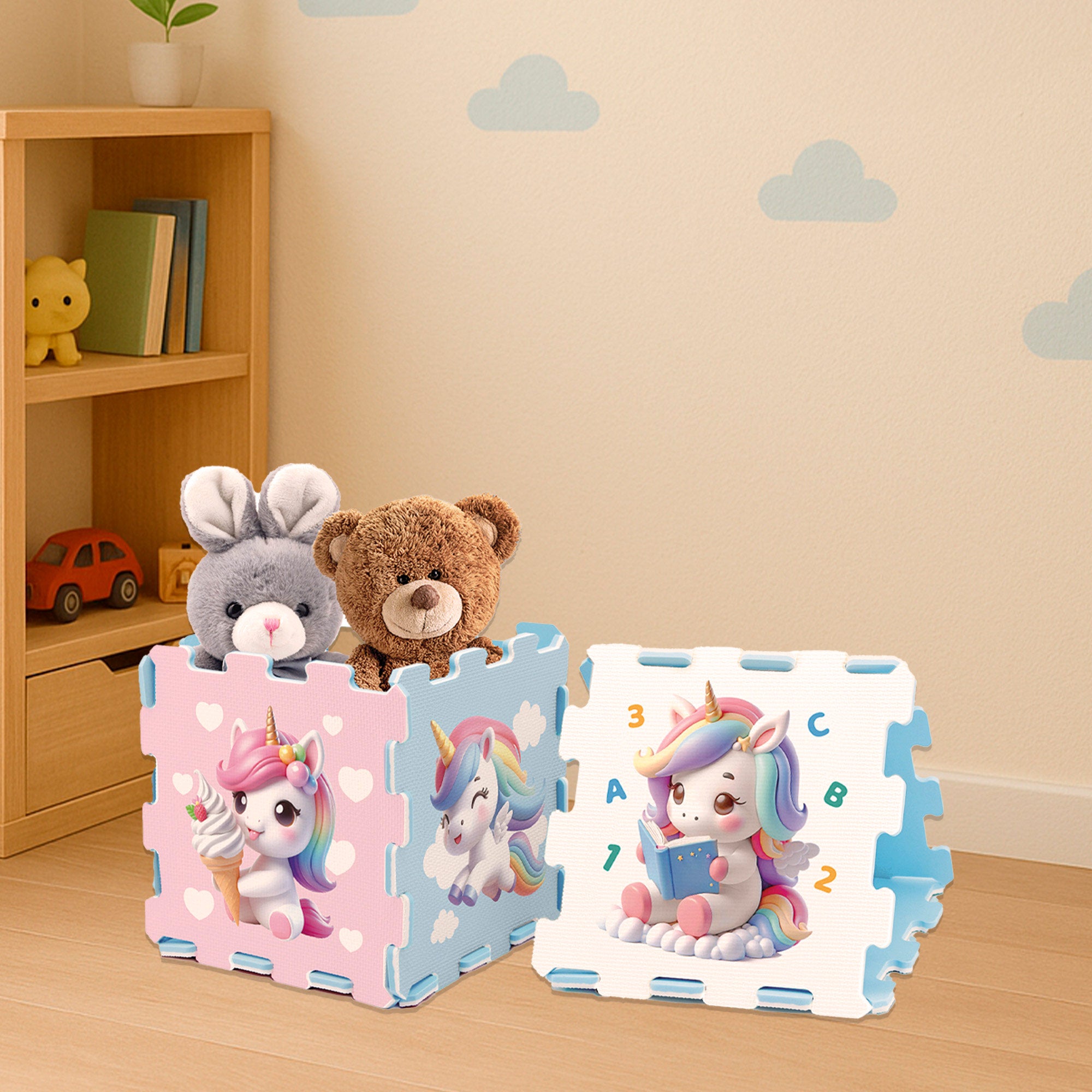 Alfombra puzle bebés unicornio 8 piezas goma EVA C'Baby