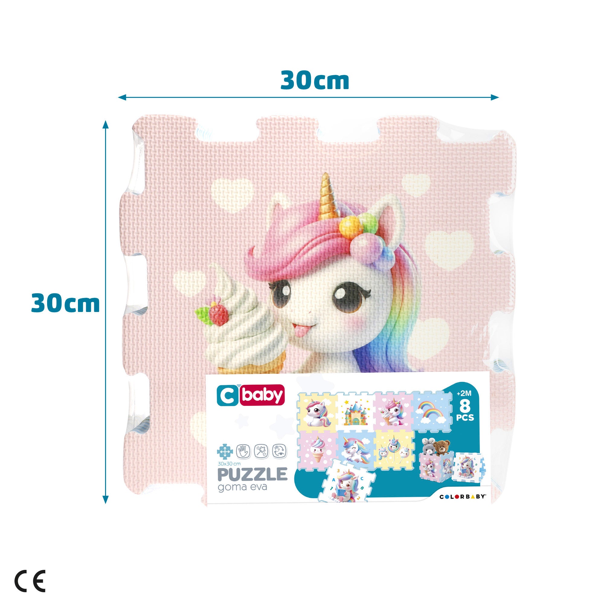 Alfombra puzle bebés unicornio 8 piezas goma EVA C'Baby