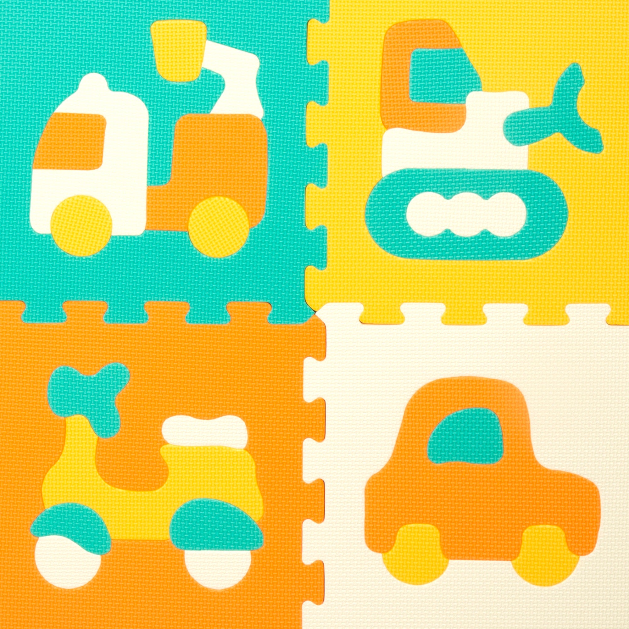 Alfombra puzle bebés vehículos 9 piezas goma EVA C'Baby