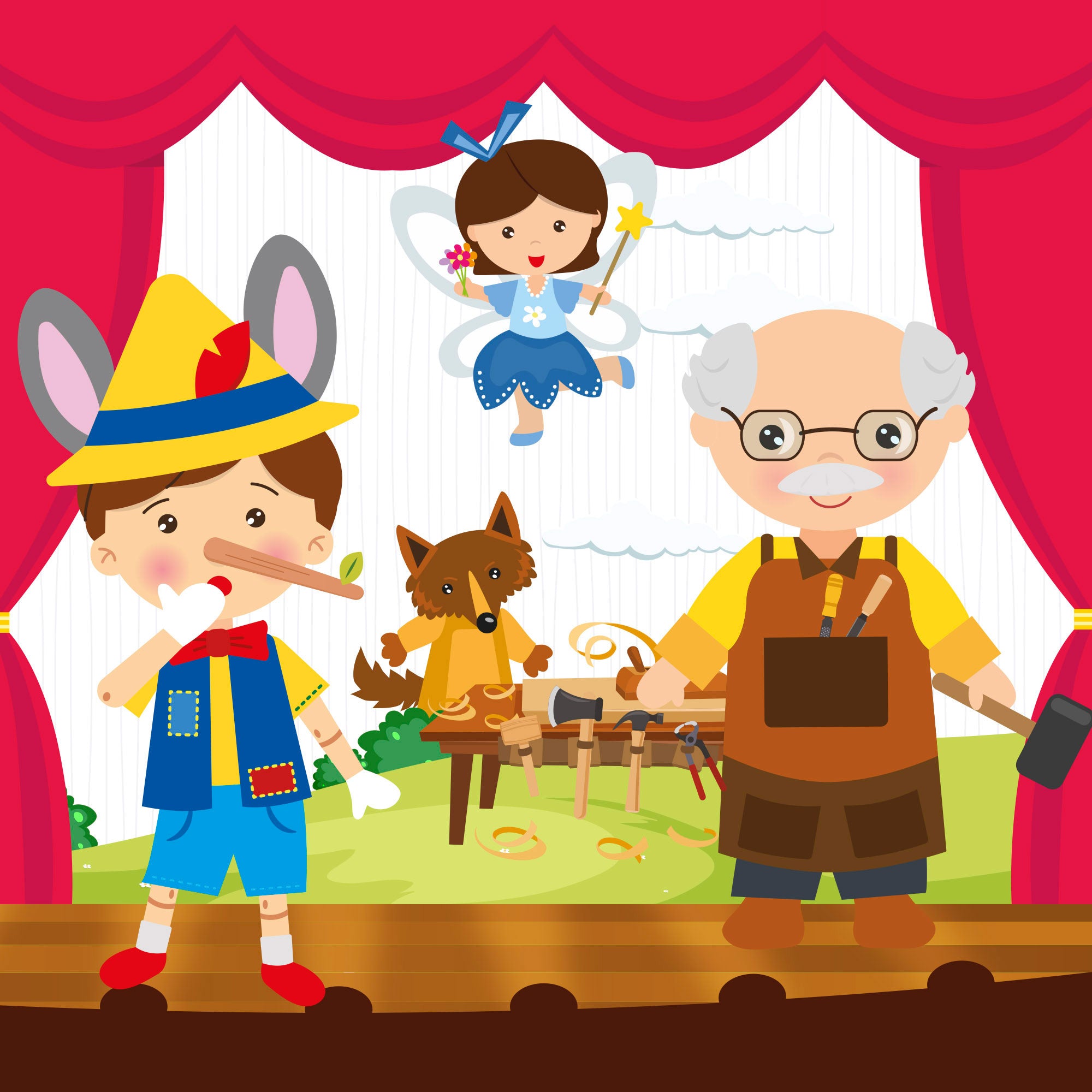 Set Marionetas Pinocho 25 cm Cucu Show