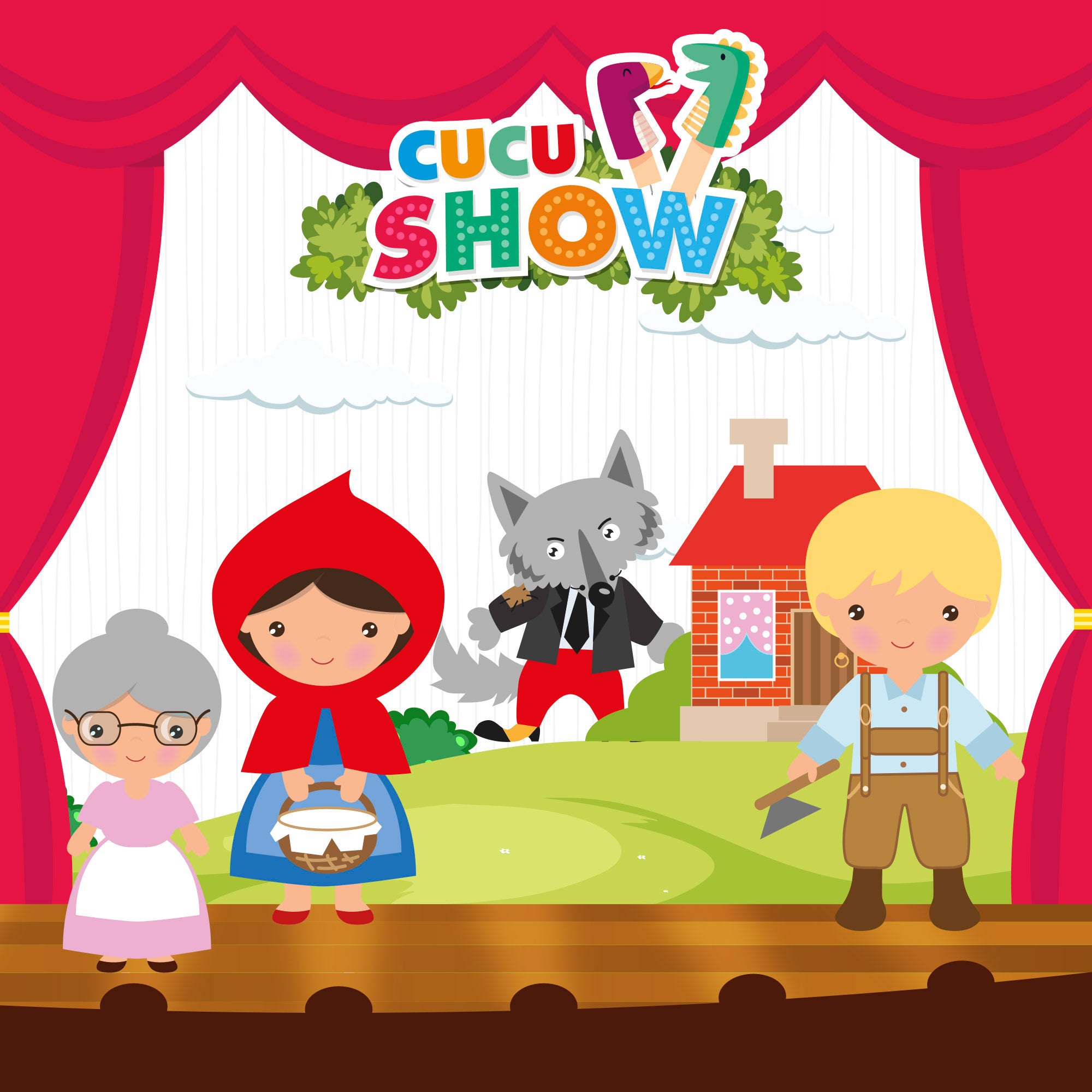 Set Marionetas Caperucita Roja 25 cm Cucu Show