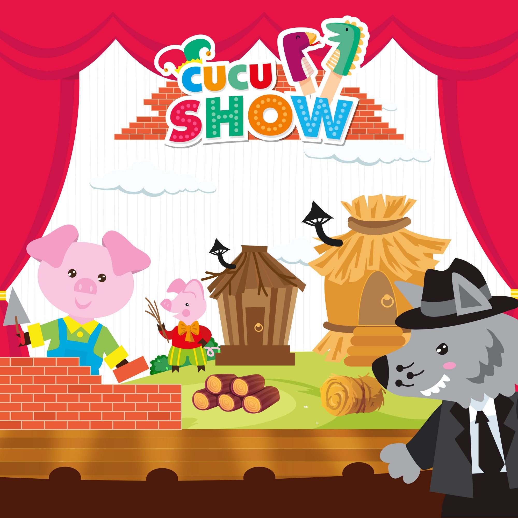 Set Marionetas Los tres cerditos 25 cm Cucu Show