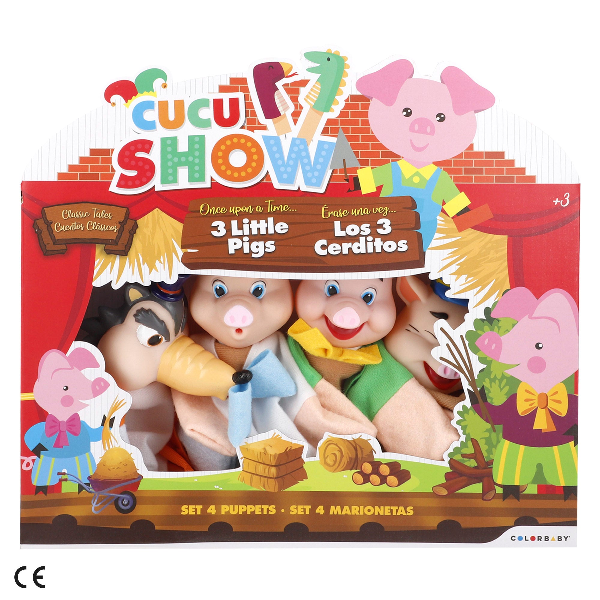 Set Marionetas Los tres cerditos 25 cm Cucu Show