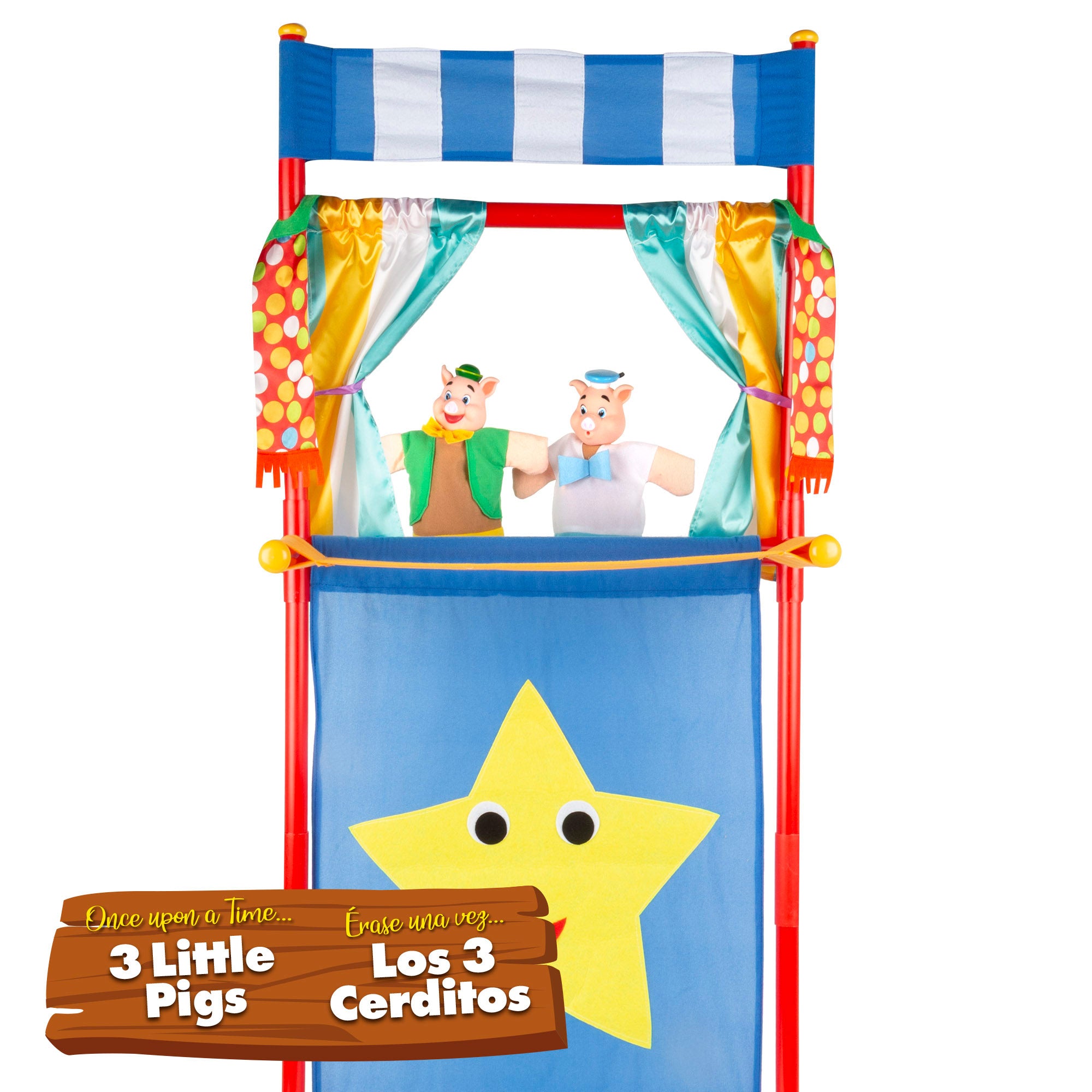 Set Teatro de marionetas Los tres cerditos 25 cm Cucu Show