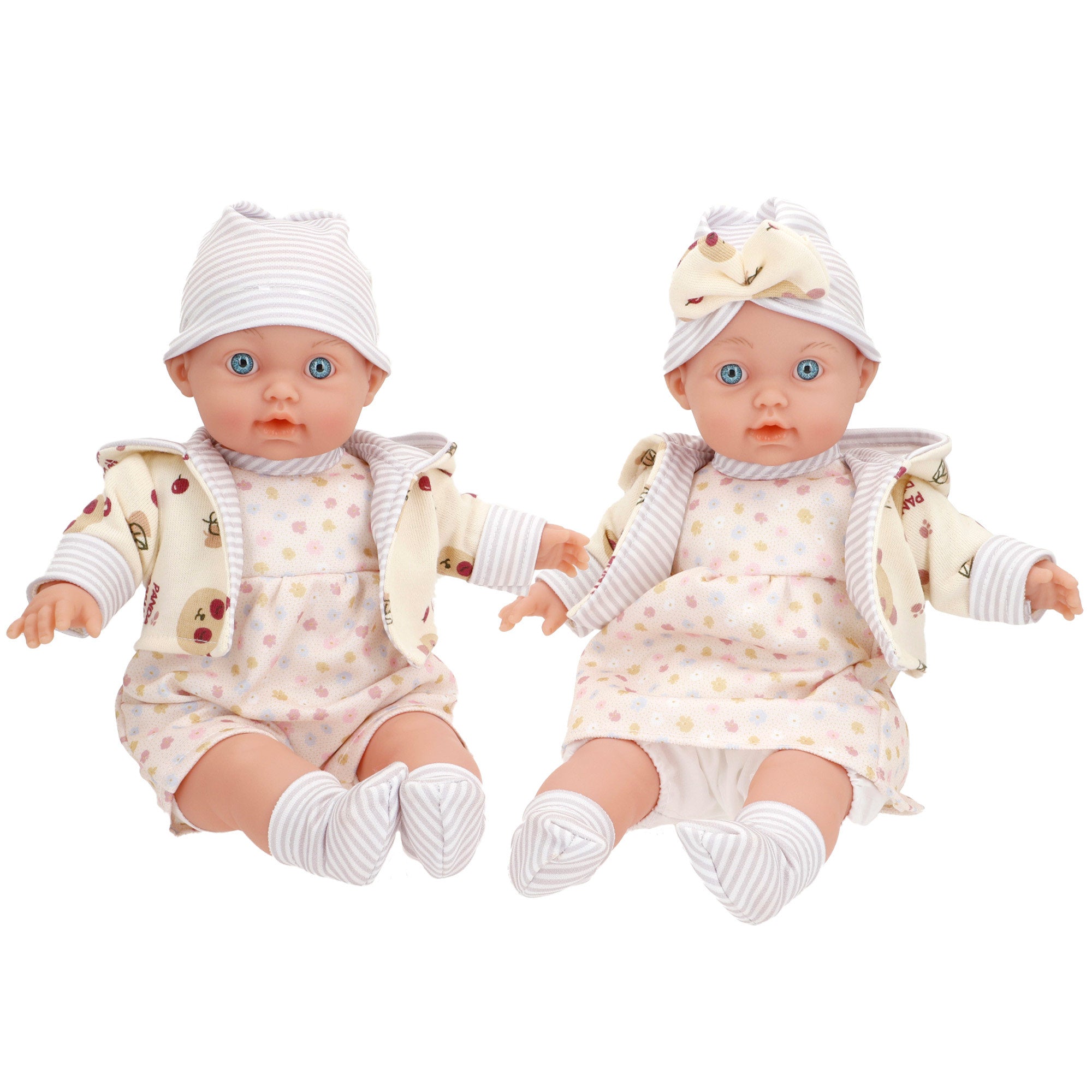 Set 2 Muñecas bebé 33 cm con ropa y cuerpo blandito Colorbaby's