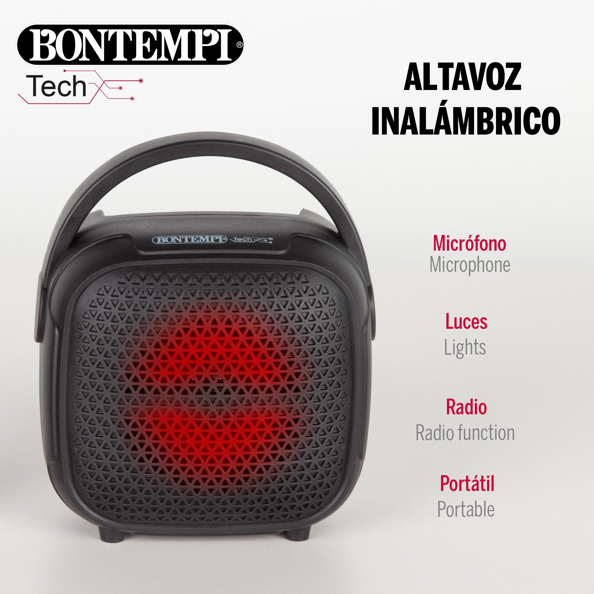 Altavoz mini inalámbrico con micrófono y luces RGB Bontempi