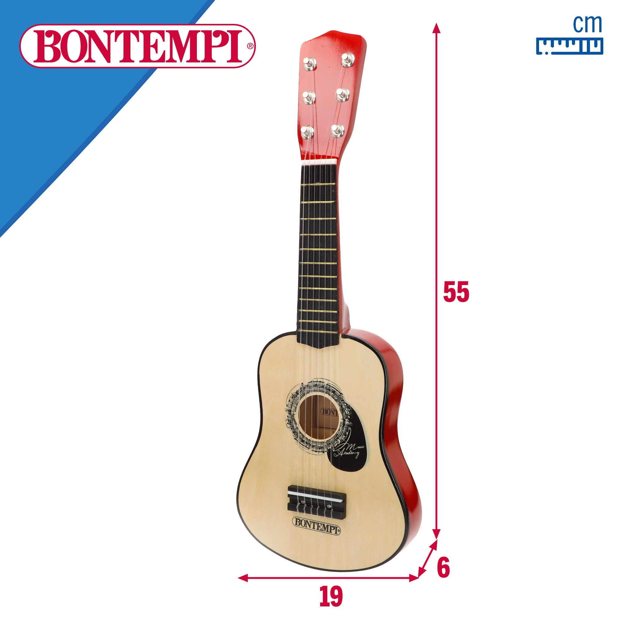 Guitarra juguete clásica de madera 55 cm con correa Bontempi