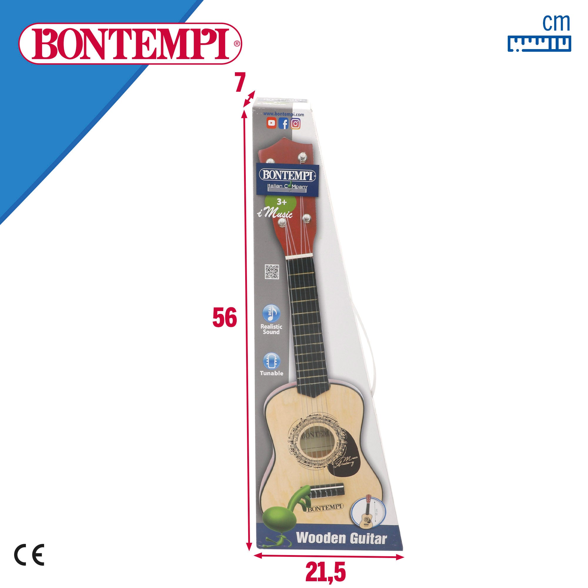 Guitarra juguete clásica de madera 55 cm con correa Bontempi