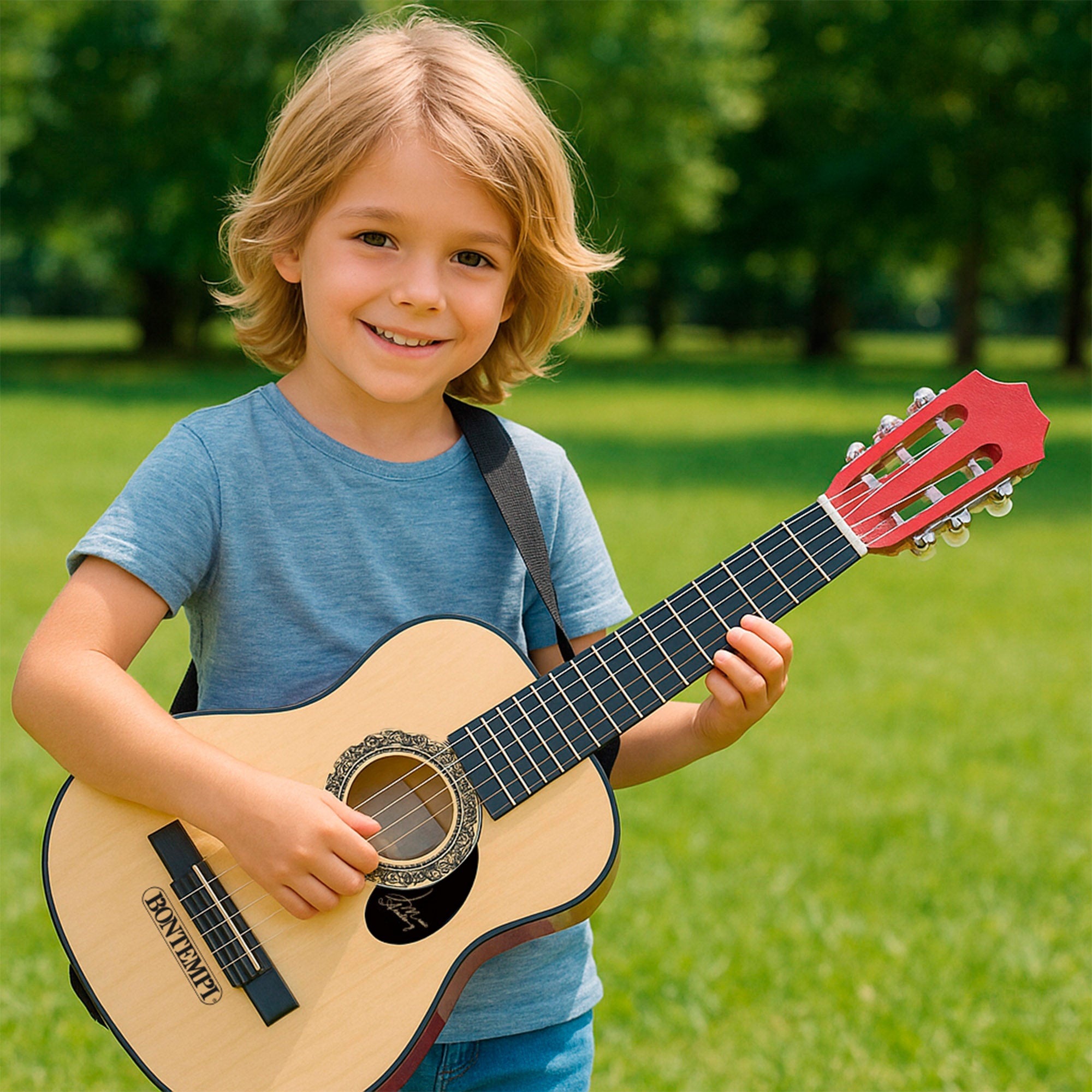 Guitarra juguete clásica de madera 75 cm con correa Bontempi