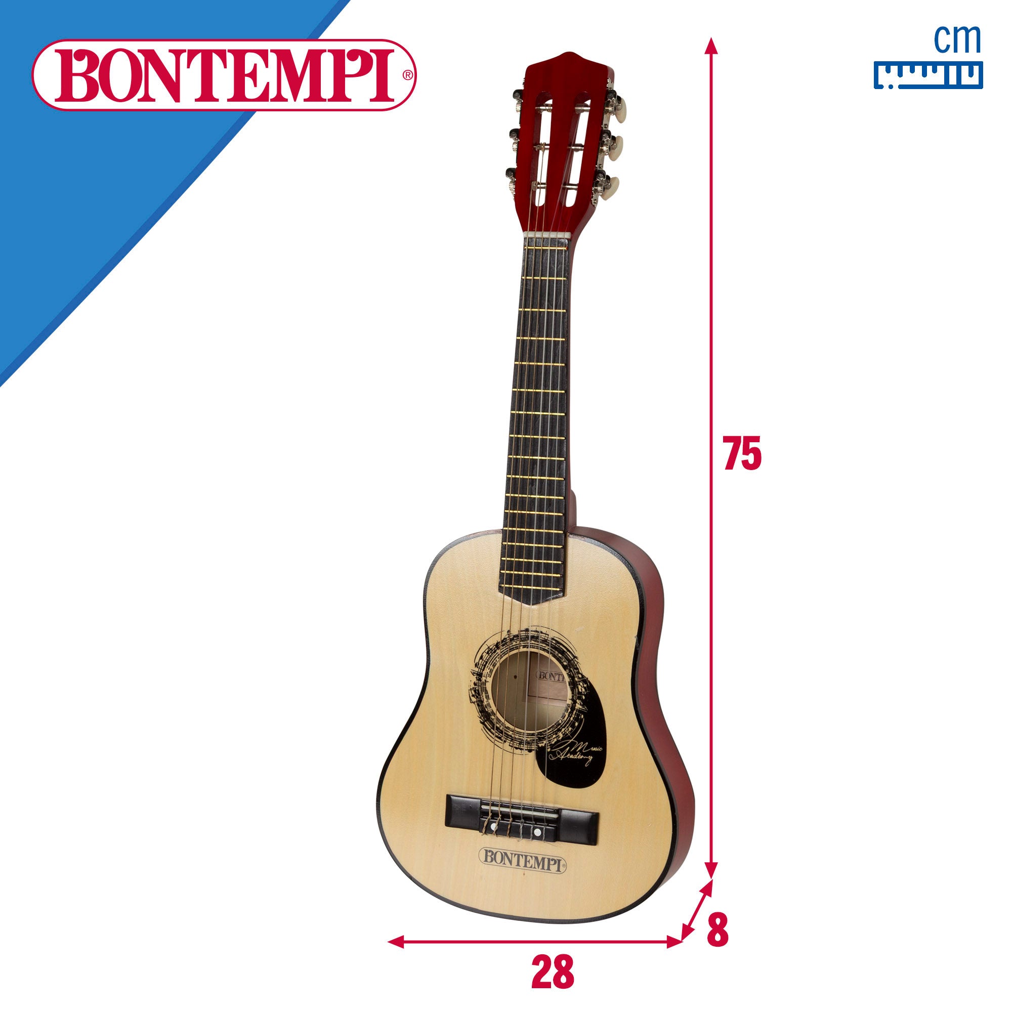 Guitarra juguete clásica de madera 75 cm con correa Bontempi