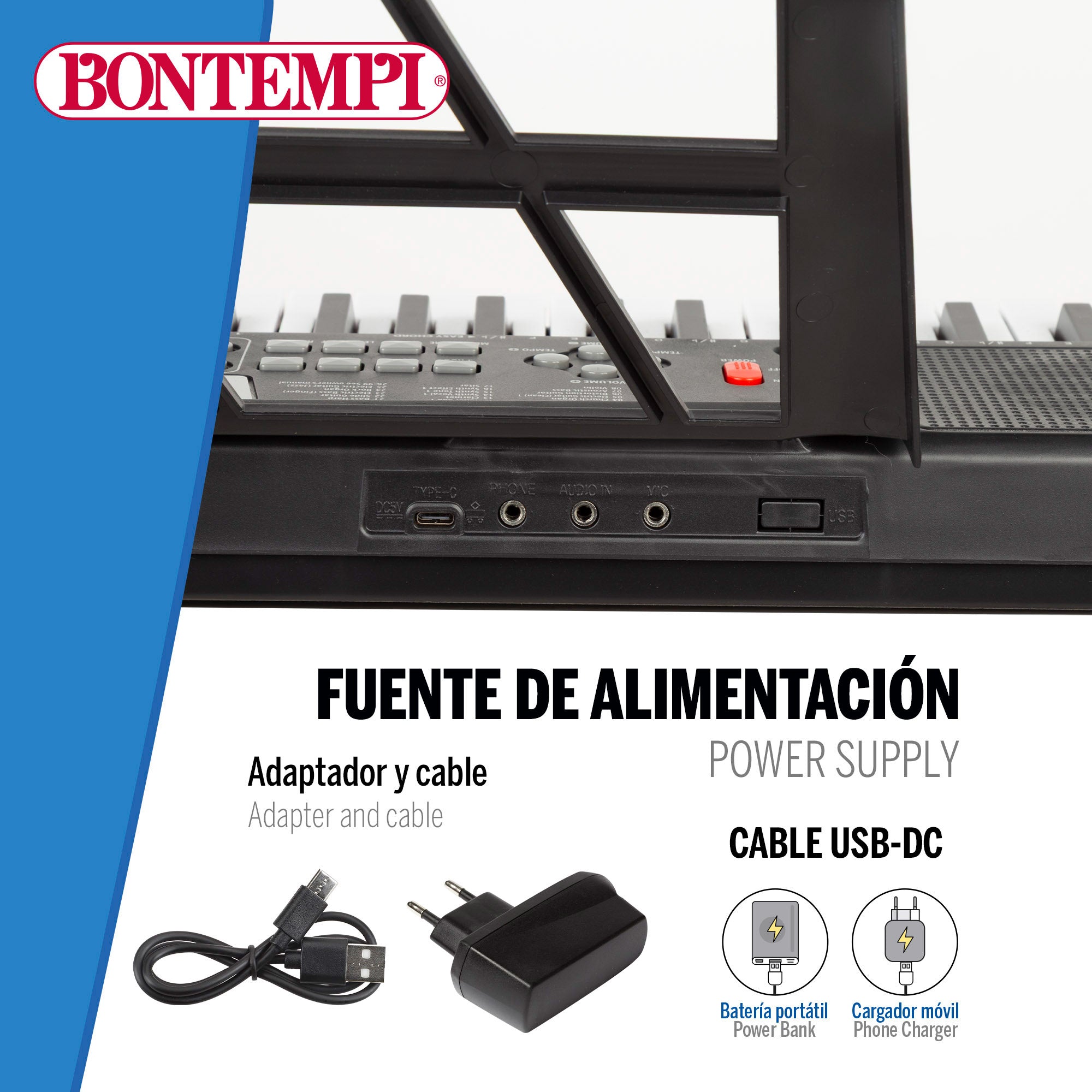 Teclado digital con atril y patas 54 teclas Bontempi