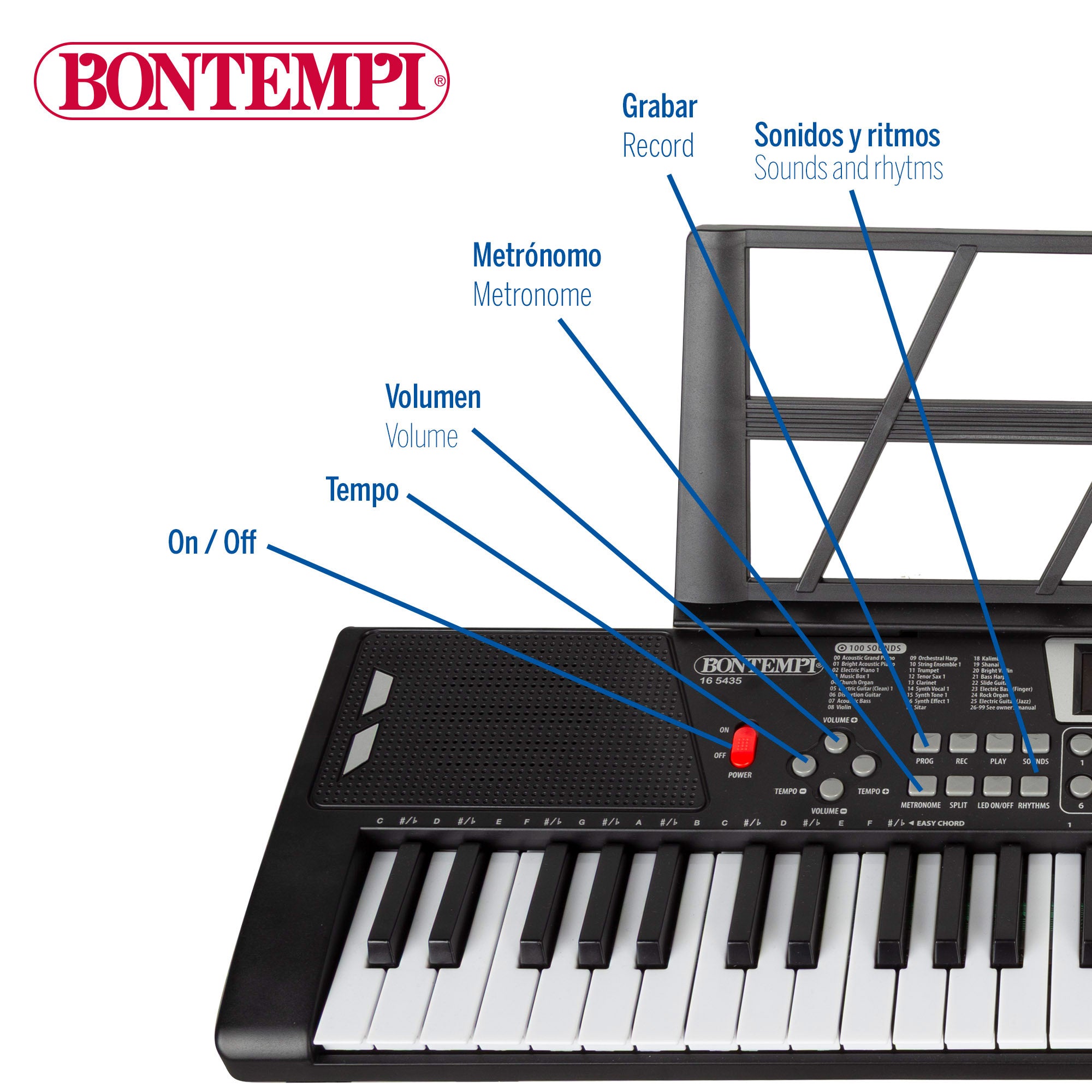 Teclado digital con atril y patas 54 teclas Bontempi